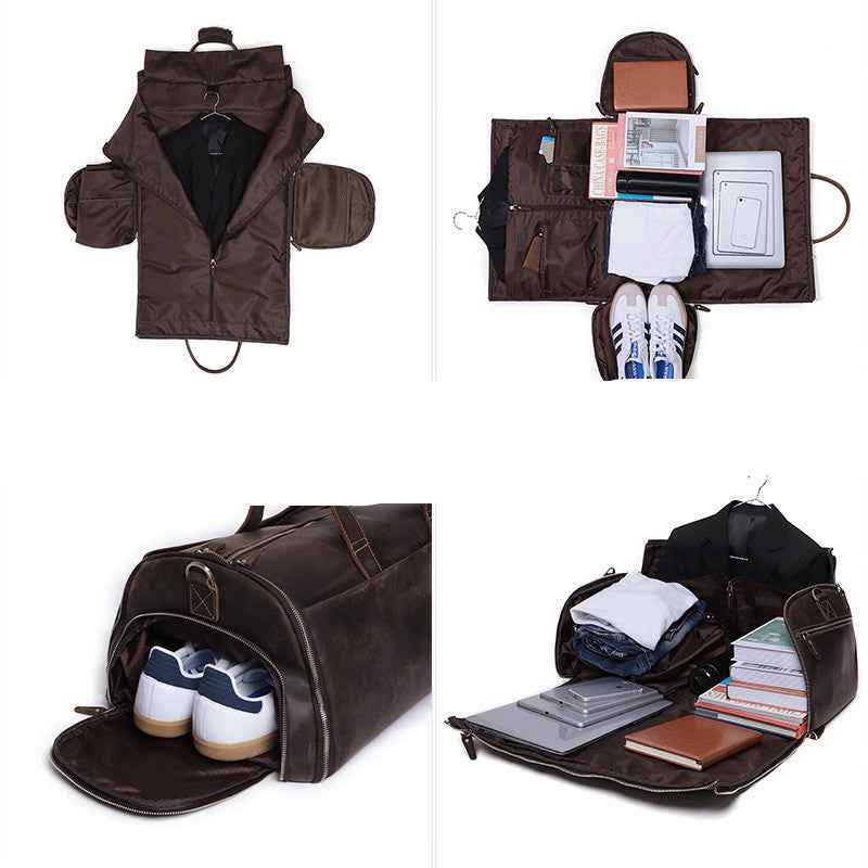 Retro Duffle Bag in Genuine Crazy Horse Leather for Stylish Travel - ArtOm_farm™ LEATHER