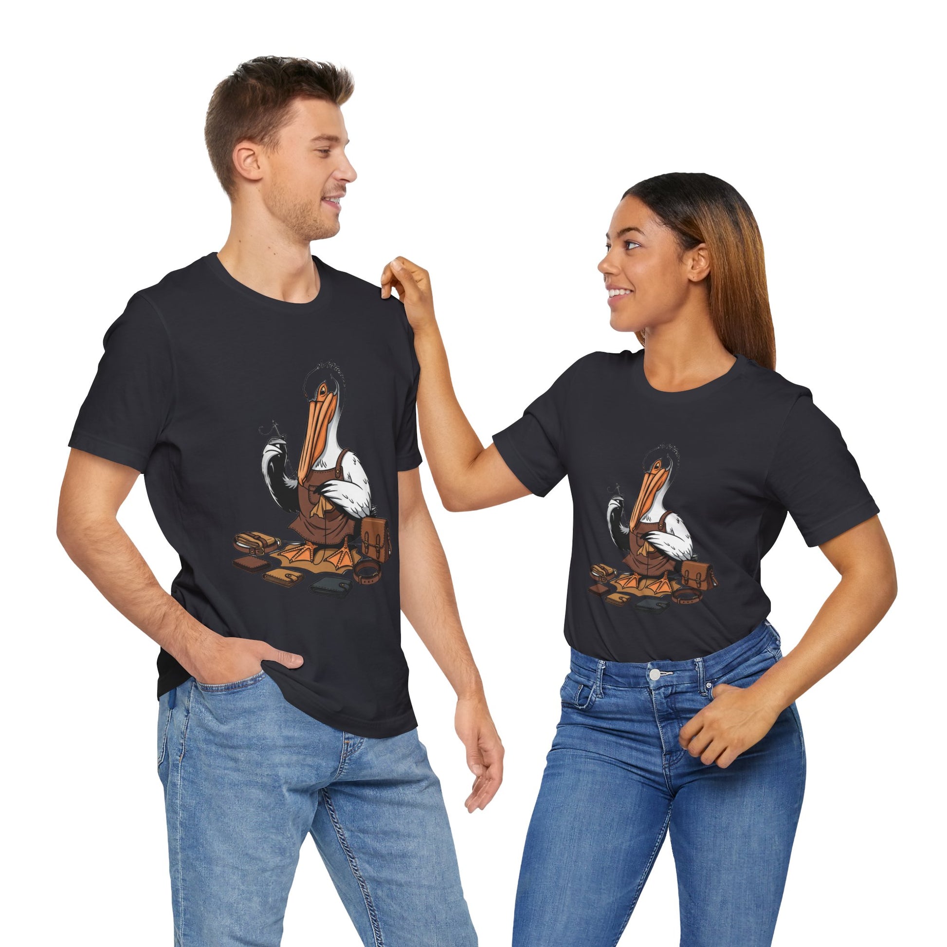 Whimsical Pelican Tee - Fun Beach T-Shirt for Casual Summer Style and Nature Lovers - ArtOm_farm™ LEATHER 