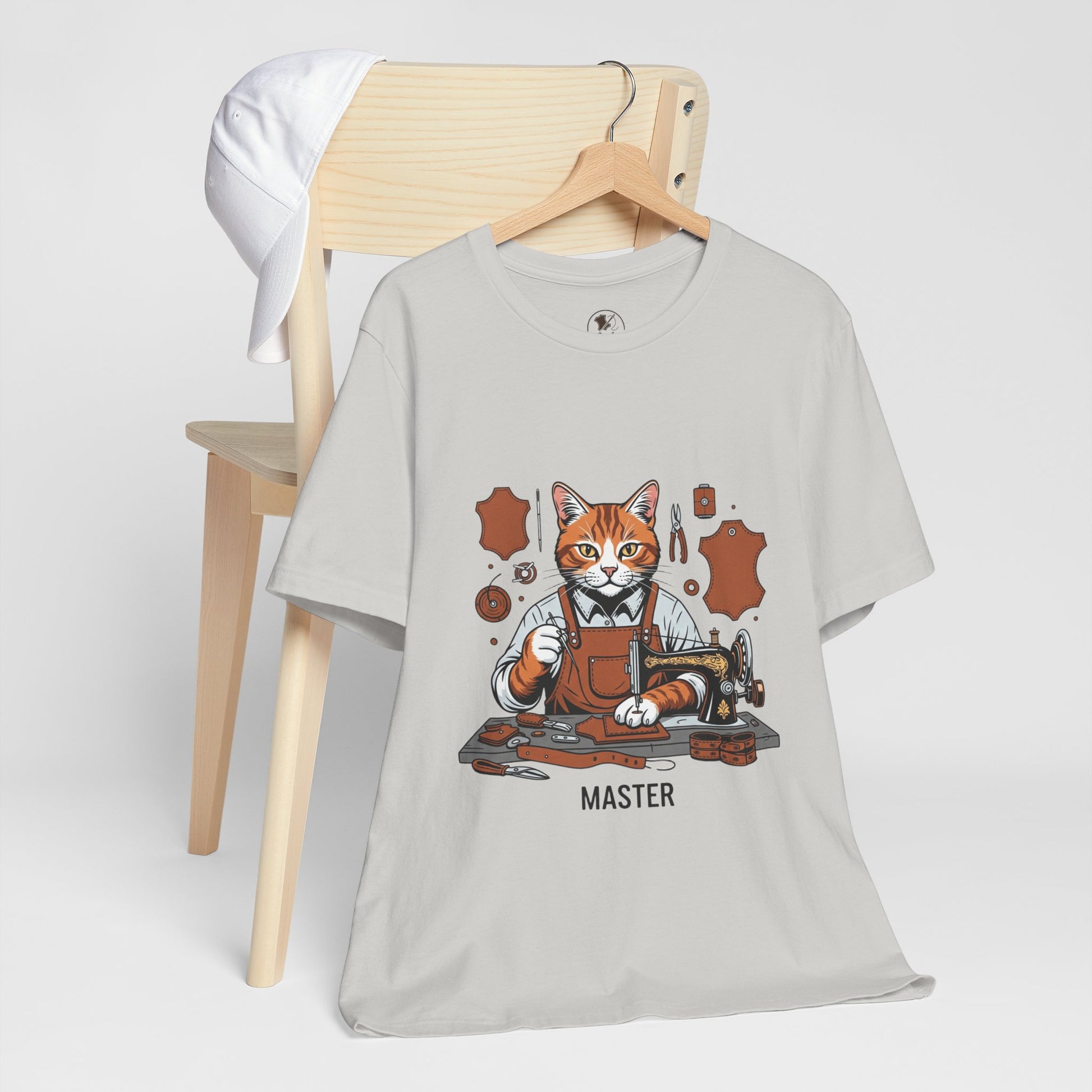 Crafty Cat Master Tee - Funny Cat Shirt for Unisex Pet Lovers, Unique Cat Apparel Gift for Cat Owners - ArtOm_farm™ LEATHER 