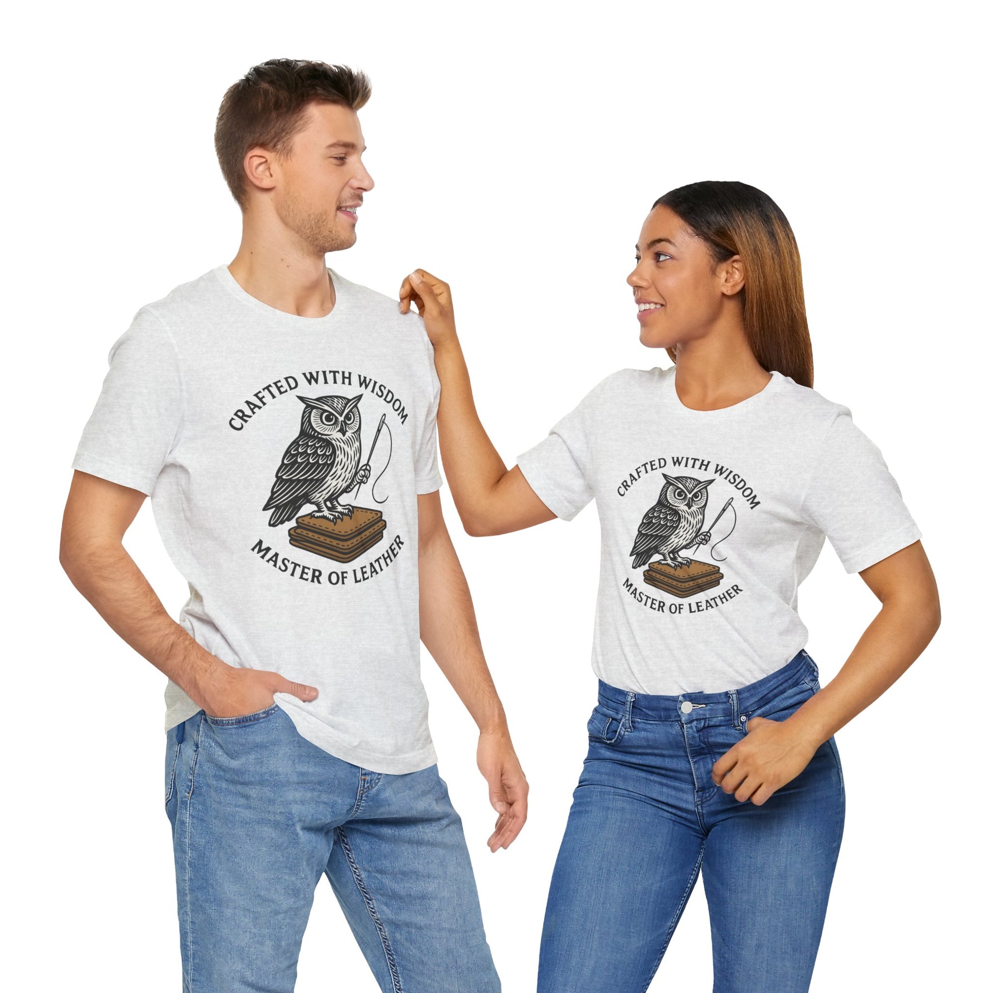 Wise Owl Unisex Tee - Unique Animal Design, Eco-Friendly Apparel for Crafters and Style Enthusiasts - ArtOm_farm™ LEATHER 