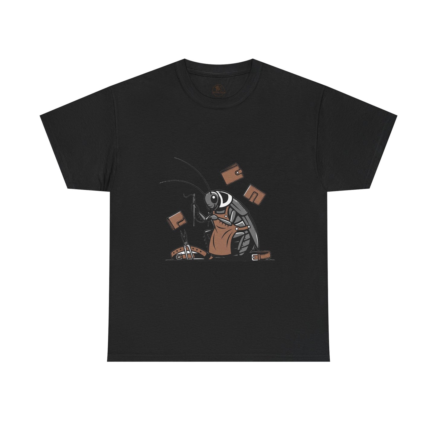 Cockroach Baker Unisex Heavy Cotton Tee - Funny Graphic Tee for Animal Lovers and Home Cooks, Unique Gift Idea - ArtOm_farm™ LEATHER