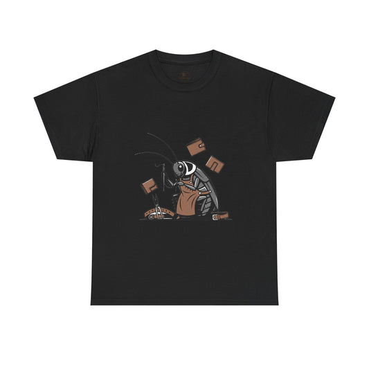 Cockroach Baker Unisex Heavy Cotton Tee - Funny Graphic Tee for Animal Lovers and Home Cooks, Unique Gift Idea - ArtOm_farm™ LEATHER