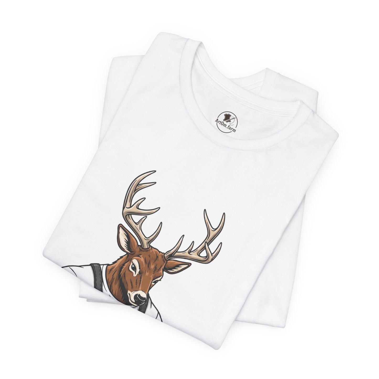 Artisan Deer Graphic Tee for Nature Lovers - Cute Animal Shirt, Unisex Casual Wear, Perfect Handyman Gift - ArtOm_farm™ LEATHER