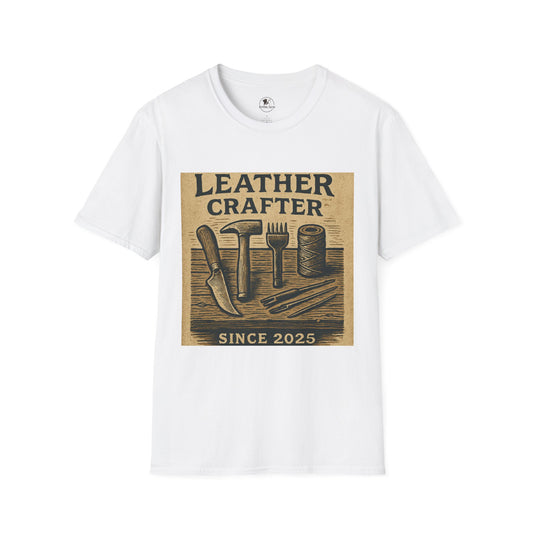 Leatherworking T-Shirt for Enthusiasts, Unisex Softstyle Tee for Craft Workshops and Holidays, Durable and Stylish Gift - ArtOm_farm™ LEATHER