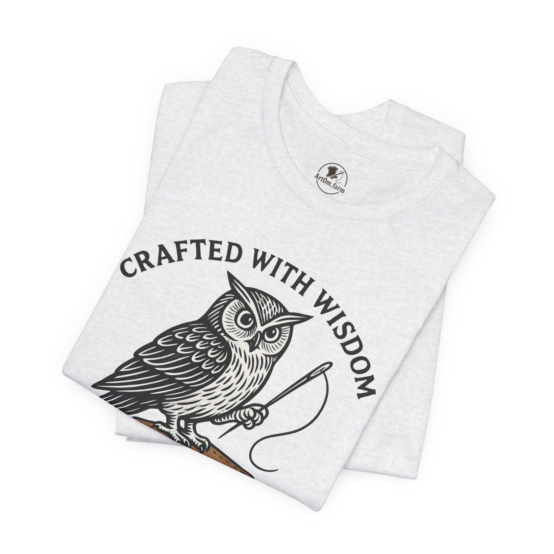 Wise Owl Unisex Tee - Unique Animal Design, Eco-Friendly Apparel for Crafters and Style Enthusiasts - ArtOm_farm™ LEATHER