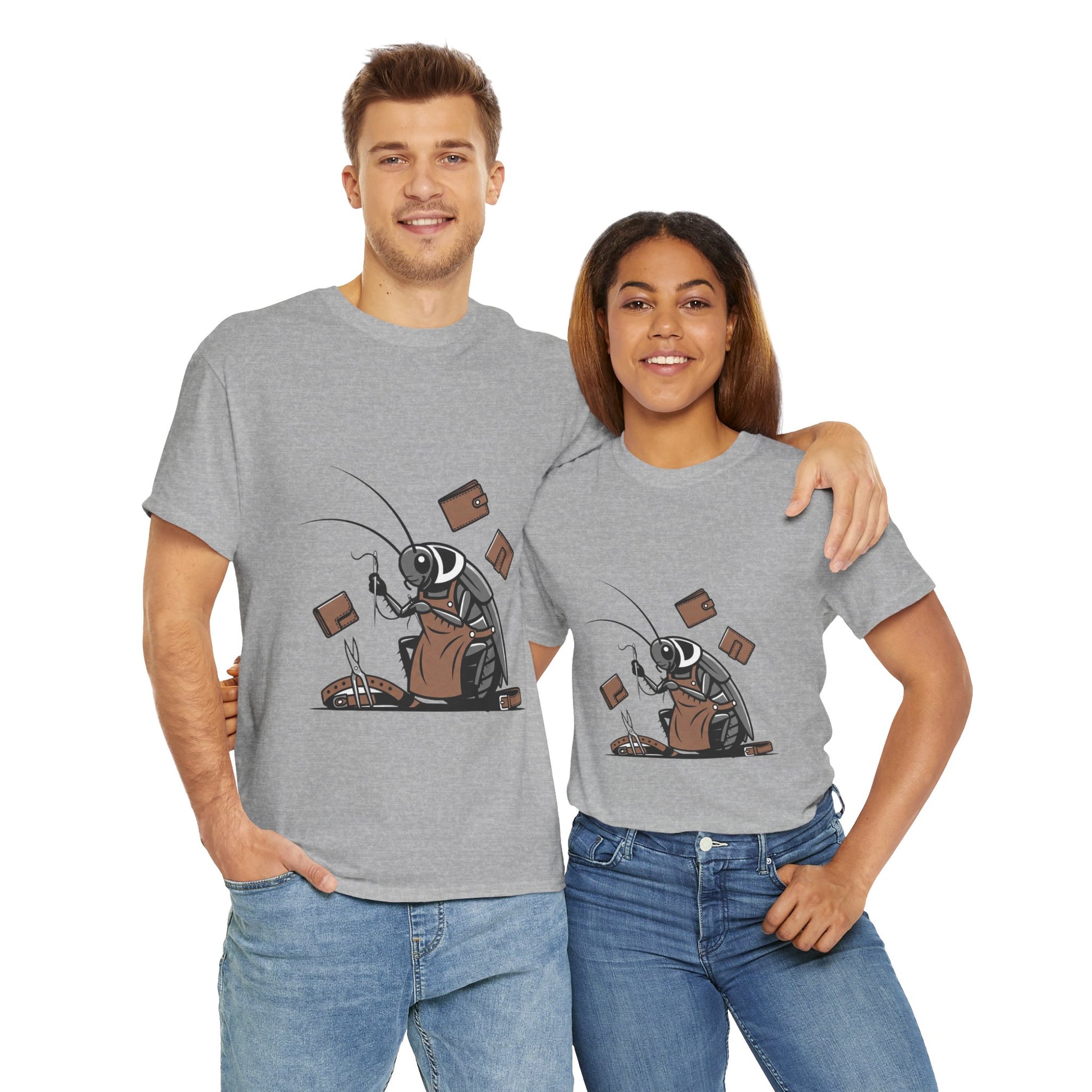 Cockroach Baker Unisex Heavy Cotton Tee - Funny Graphic Tee for Animal Lovers, Perfect Gift for Home Cooks - ArtOm_farm™ LEATHER 