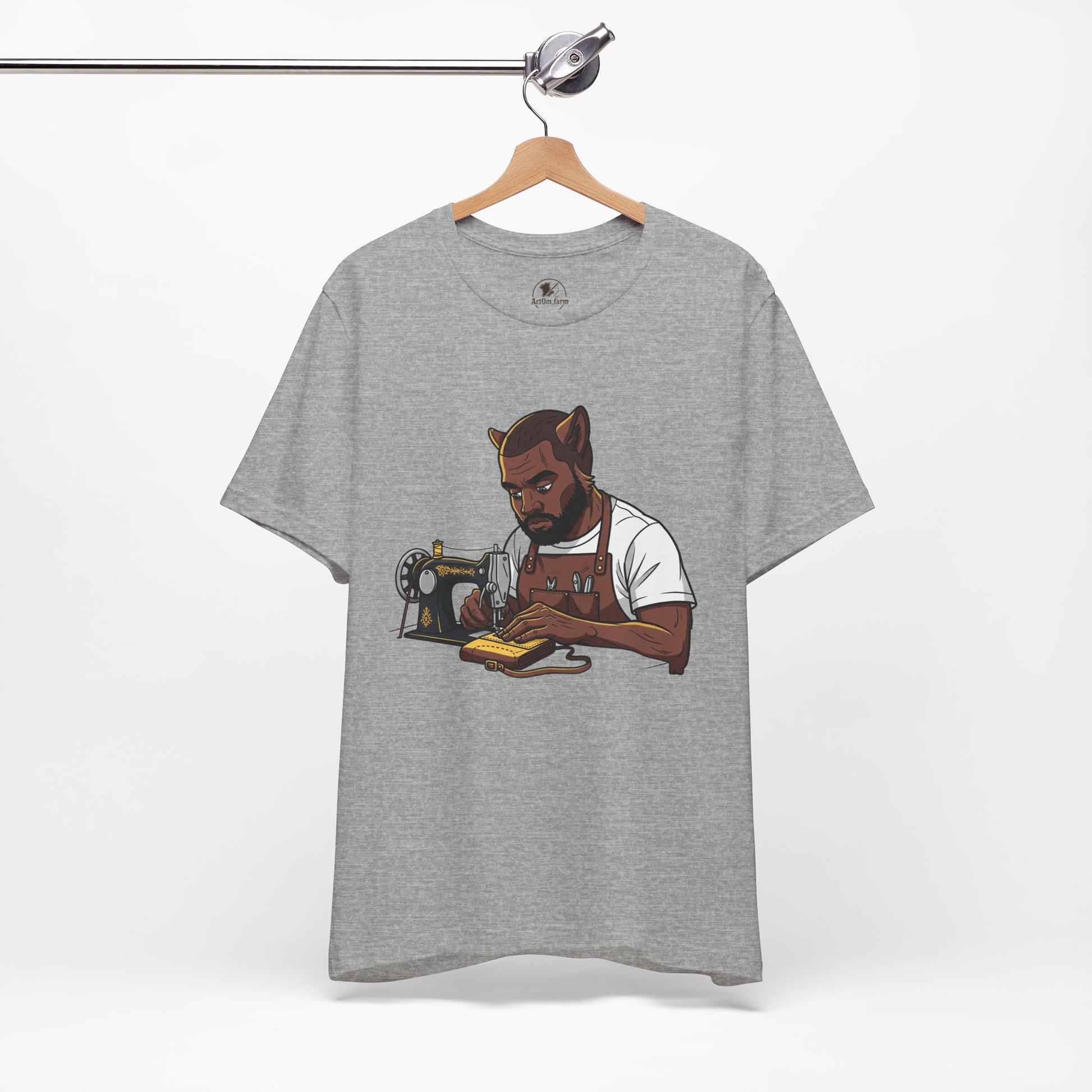 Crafty Cat Sewing T-Shirt, Funny Handmade Apparel for Cat Lovers and Creatives - ArtOm_farm™ LEATHER 