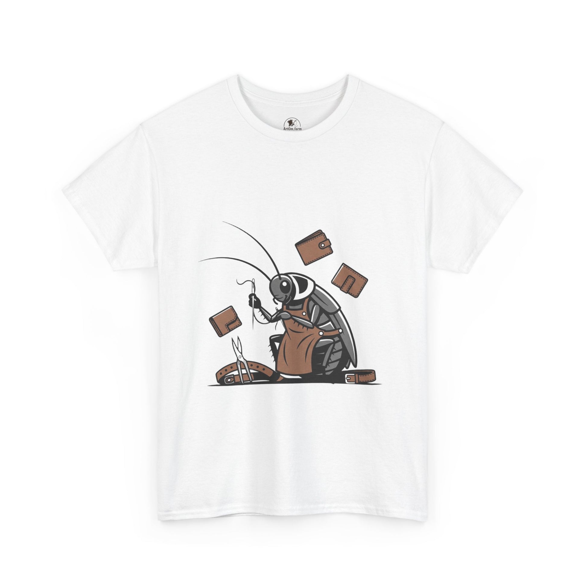 Cockroach Baker Unisex Heavy Cotton Tee - Funny Graphic Tee for Animal Lovers and Home Cooks, Unique Gift Idea - ArtOm_farm™ LEATHER