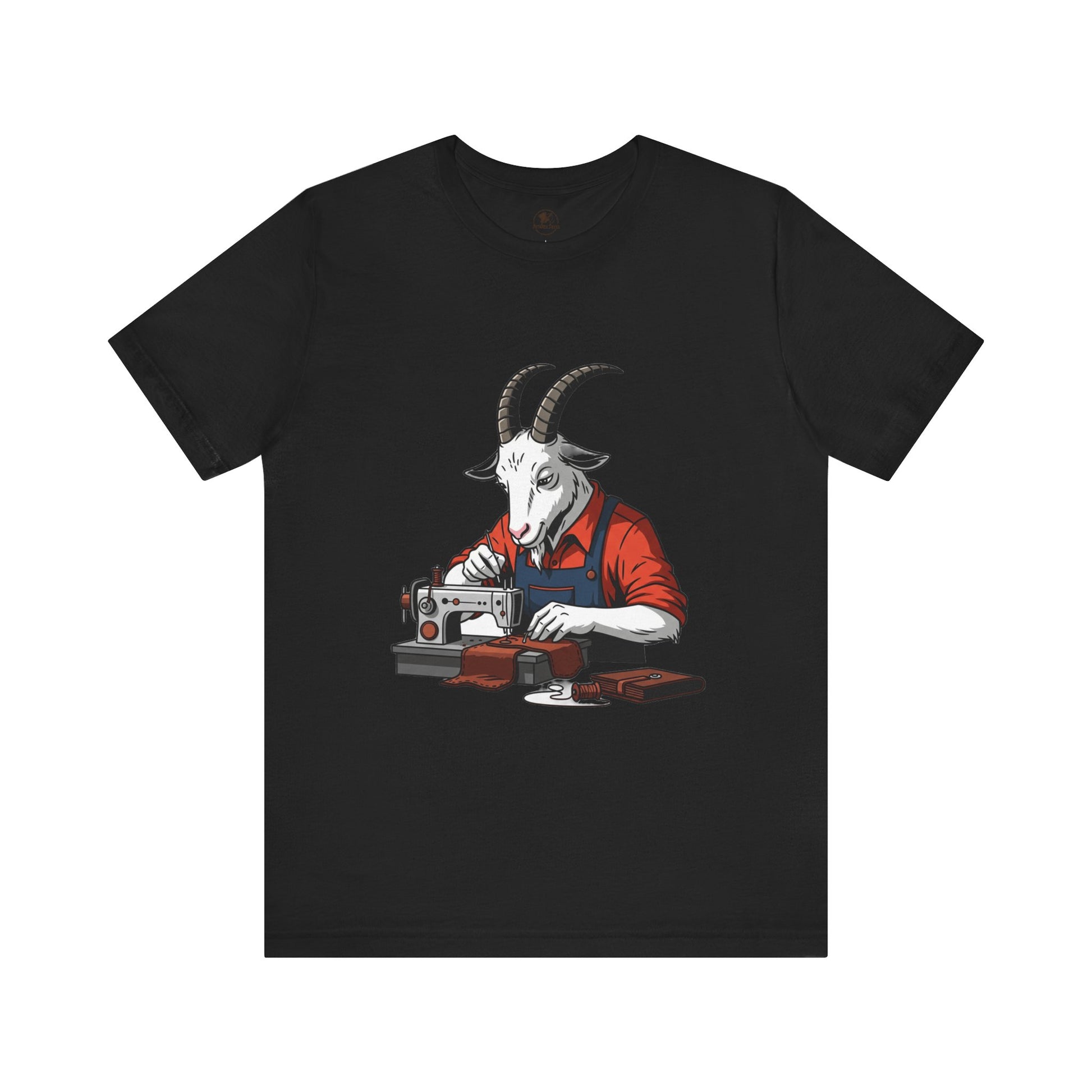 Creative Goat Tailor Tee - Funny Graphic Shirt for Crafters and Art Lovers, Unique Quirky Gift for Casual Wear - ArtOm_farm™ LEATHER