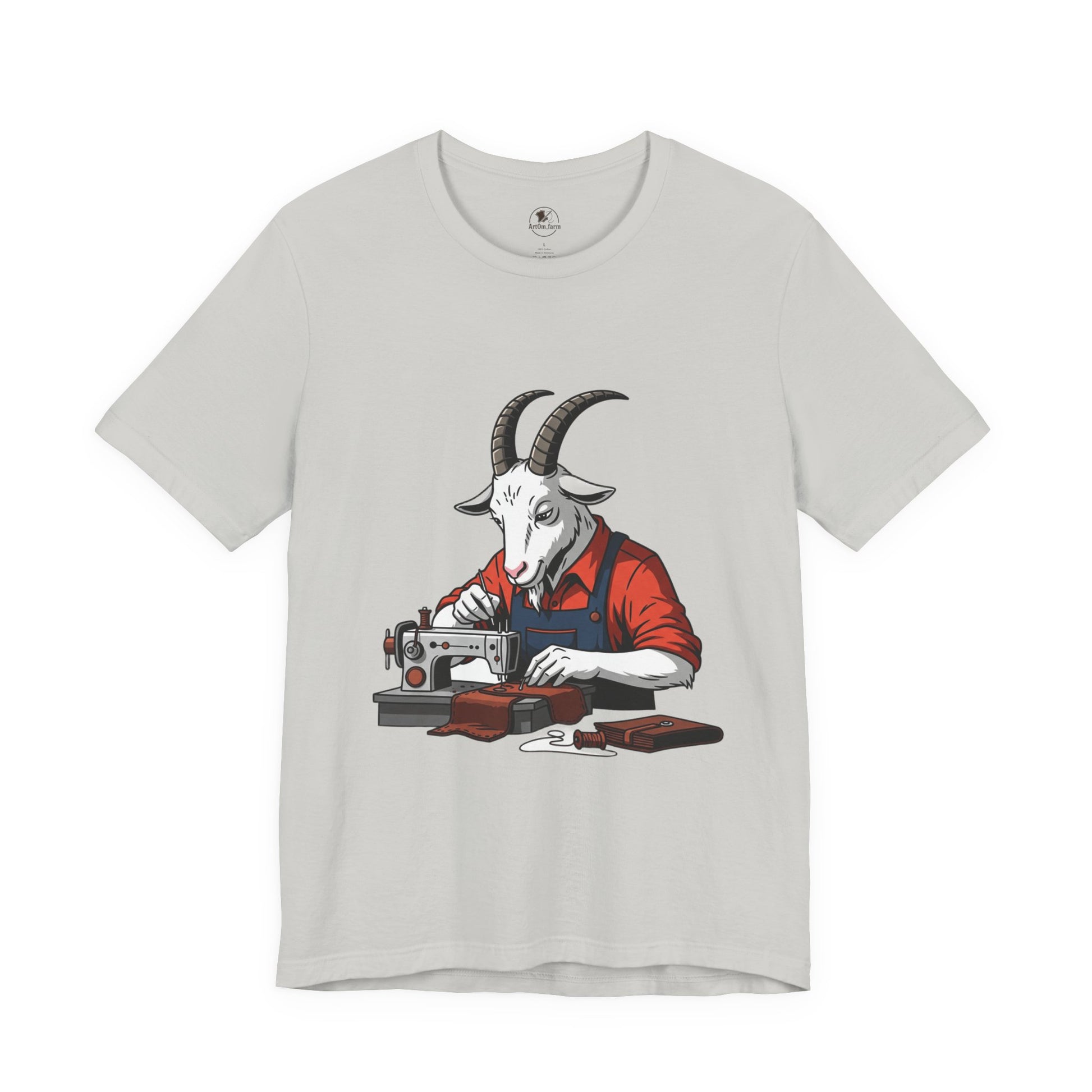 Creative Goat Tailor Tee - Funny Graphic Shirt for Crafters and Art Lovers, Unique Gift for Casual Wear - ArtOm_farm™ LEATHER 