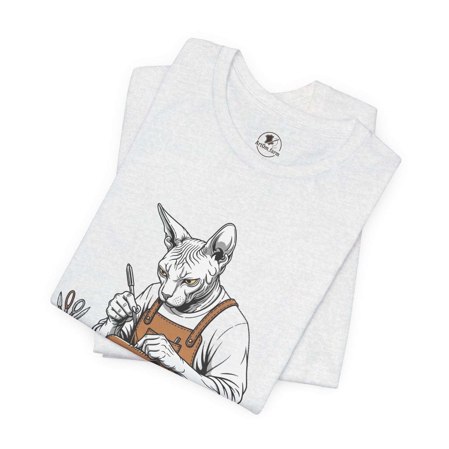 Creative Cat Shirt Unisex Tee, Cute Animal Shirt, Funny Gift for Pet Lovers, Perfect for Art Enthusiasts, Birthday, Casual Wear - ArtOm_farm™ LEATHER