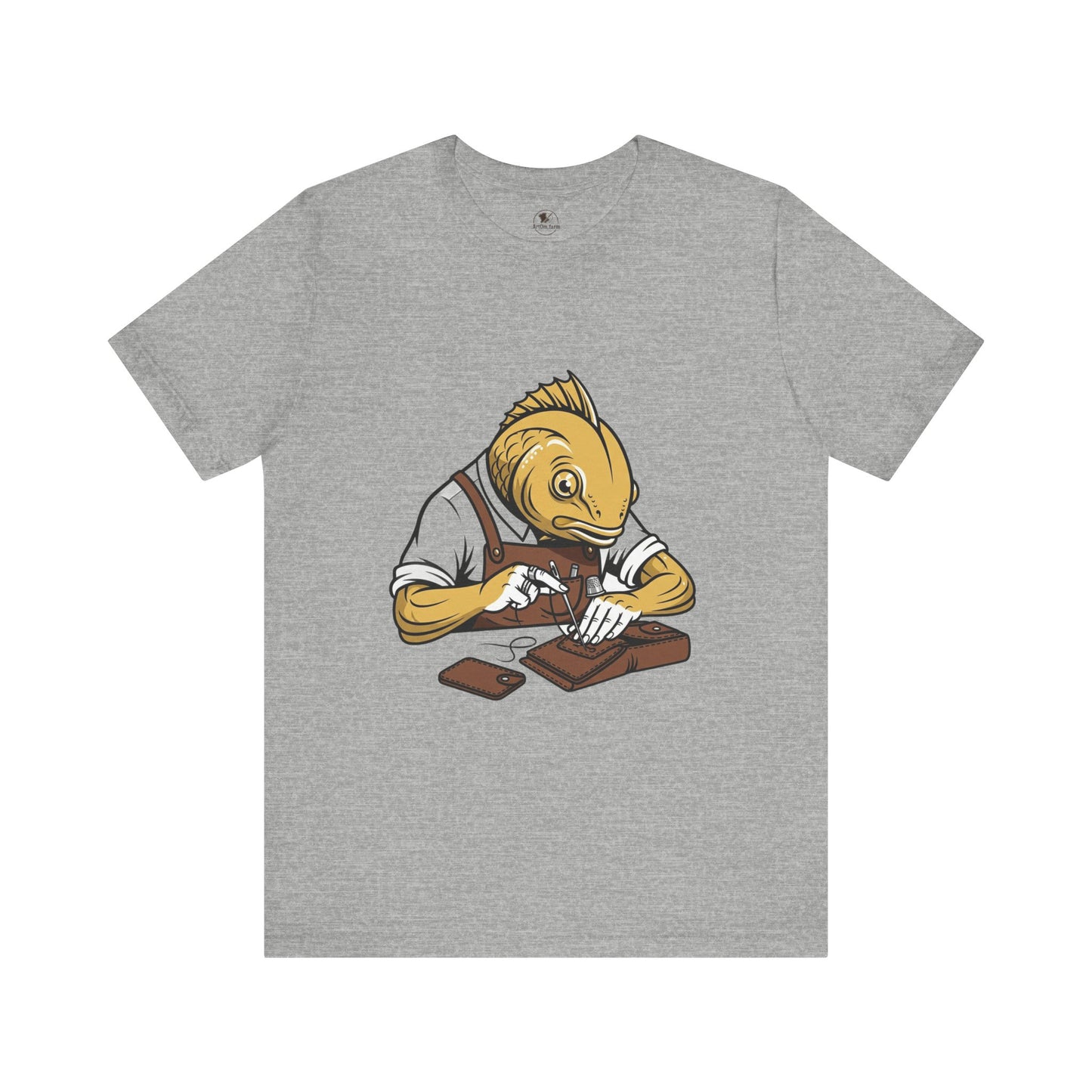 Creative Fish Artist Tee - Unique Graphic Tee for Art Lovers, Eco-Friendly Casual Wear - ArtOm_farm™ LEATHER