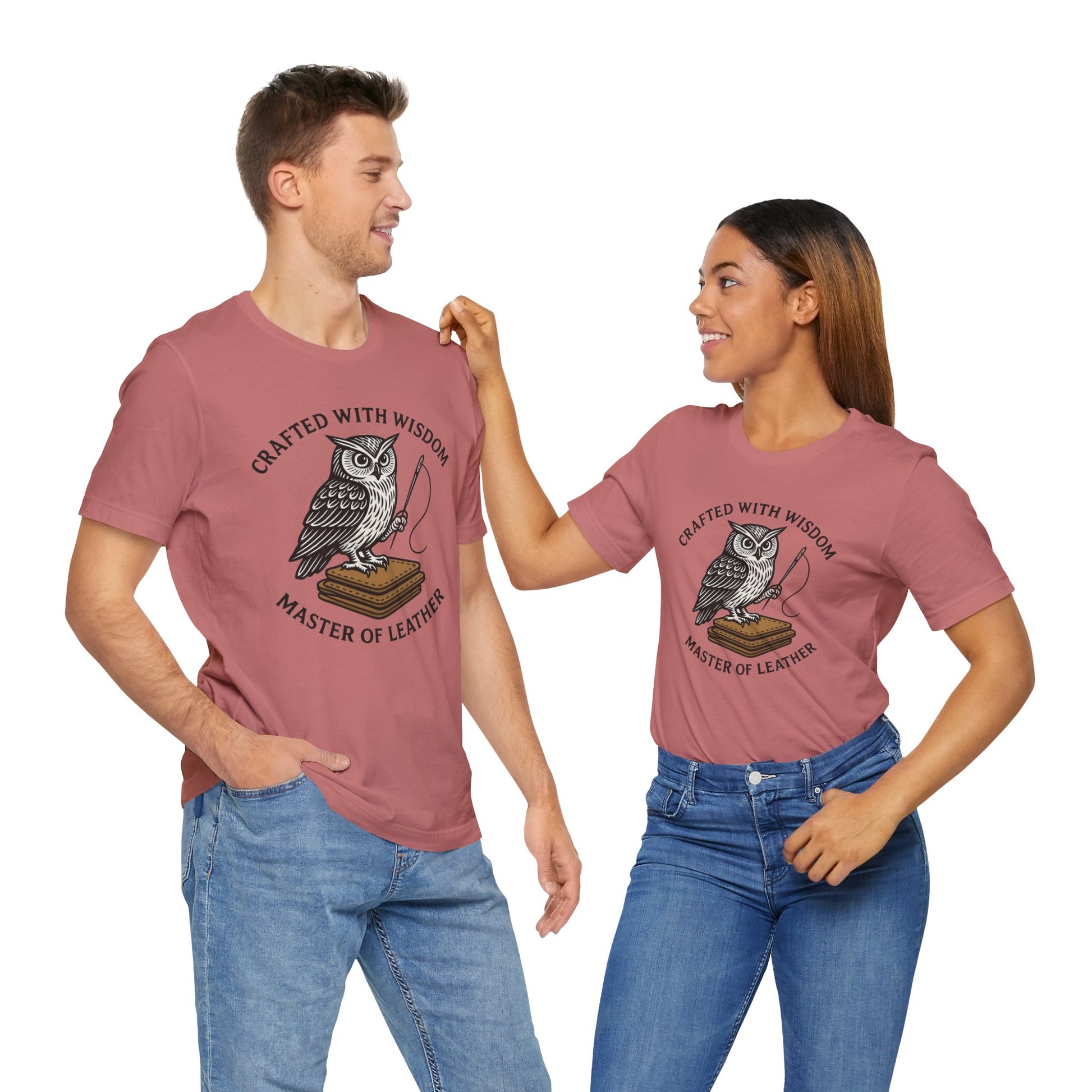 Wise Owl Unisex Tee - Unique Animal Design, Eco-Friendly Apparel for Crafters and Style Enthusiasts - ArtOm_farm™ LEATHER 