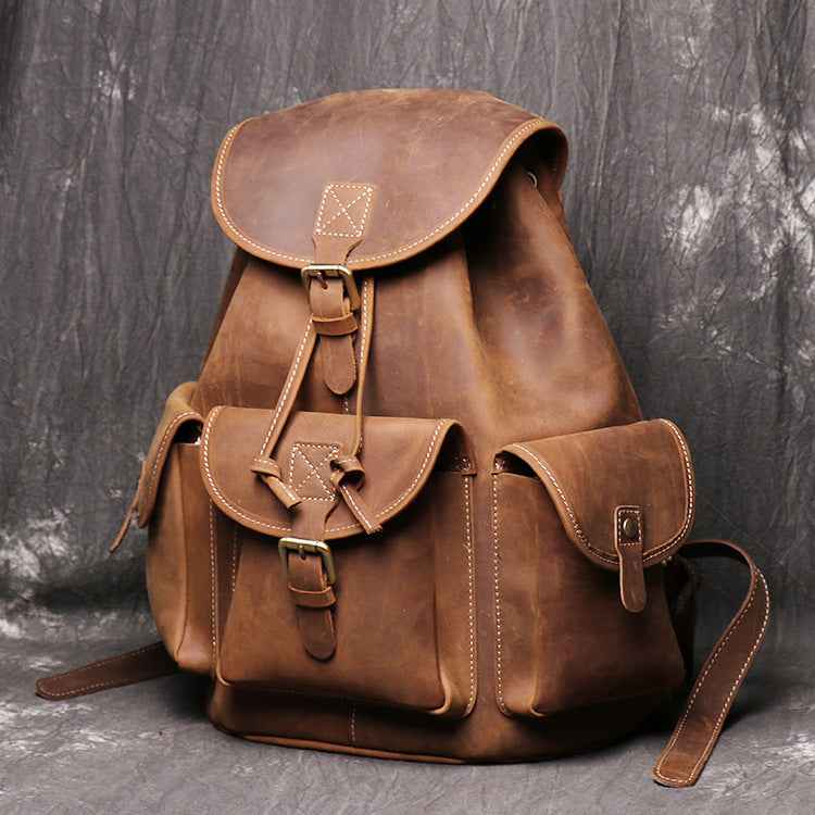 Backpack Made of Crazy Horse Leather - Durable and Stylish Crazy Horse Leather Backpack for Everyday Adventure - ArtOm_farm™ LEATHER