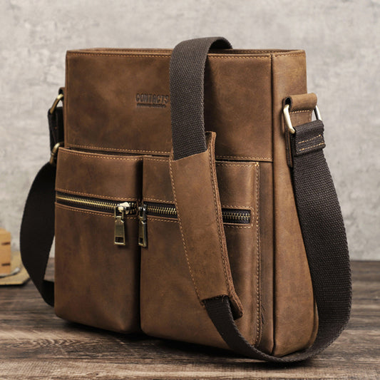 Retro Leather One Shoulder Bag for Men - Crazy Horse Trend - ArtOm_farm™ LEATHER