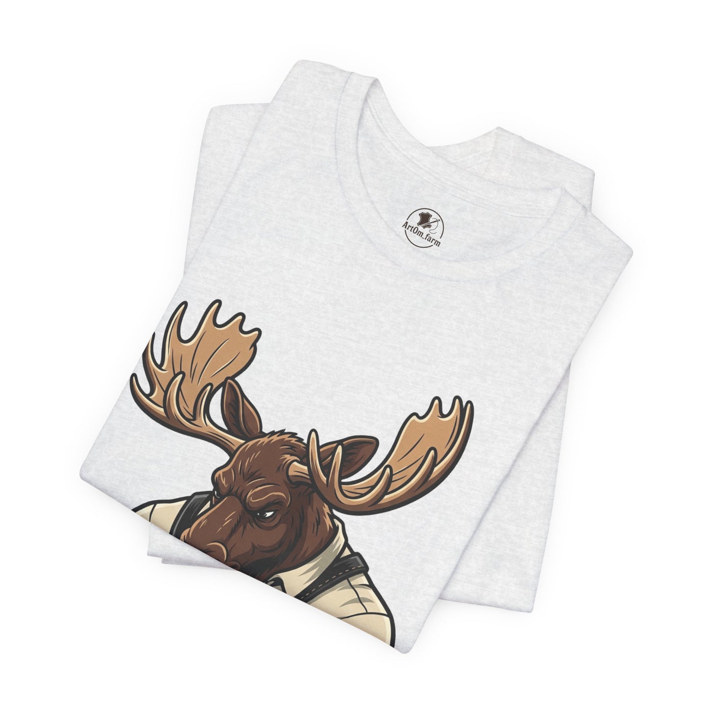 Moose Graphic Tee - Funny Animal Shirt for Nature Lovers, Unique Casual Outfit in Woodland Style - ArtOm_farm™ LEATHER