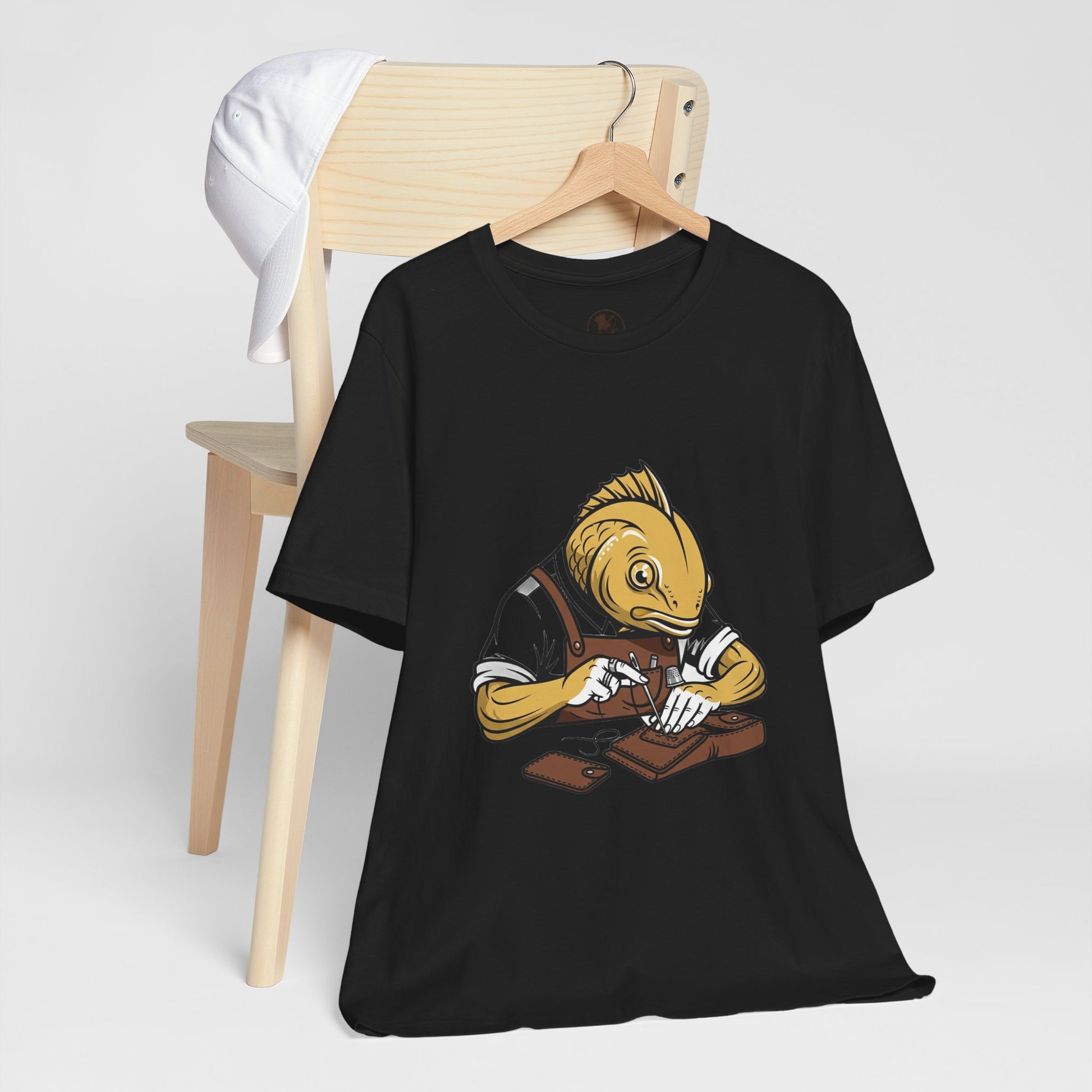 Creative Fish Artist Tee - Unique Graphic Tee for Art Lovers, Eco-Friendly Casual Wear - ArtOm_farm™ LEATHER 