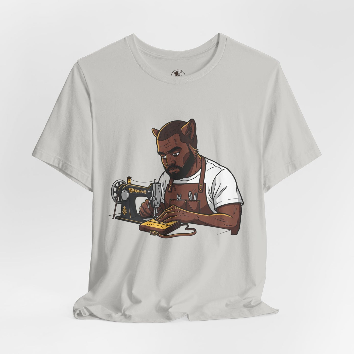 Crafty Cat Sewing T-Shirt, Funny Handmade Apparel for Cat Lovers and Creatives - ArtOm_farm™ LEATHER 