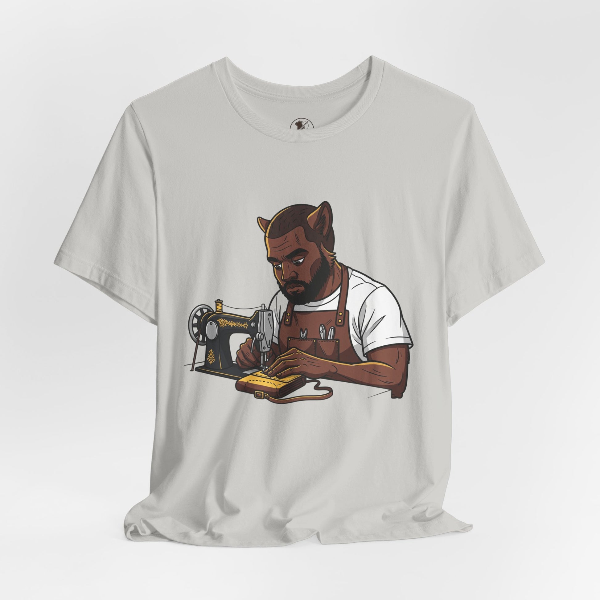 Crafty Cat Sewing T-Shirt, Funny Handmade Apparel for Cat Lovers and Creatives - ArtOm_farm™ LEATHER 
