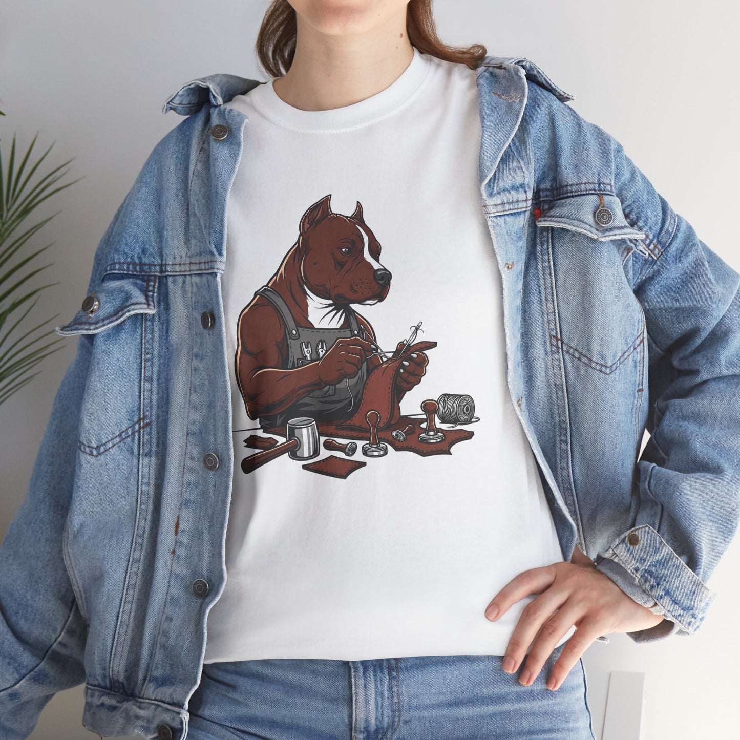 Artistic Dog Lover Tee - Casual Graphic T-Shirt for Pet Owners, Ideal Gift for Birthdays and Holidays - ArtOm_farm™ LEATHER