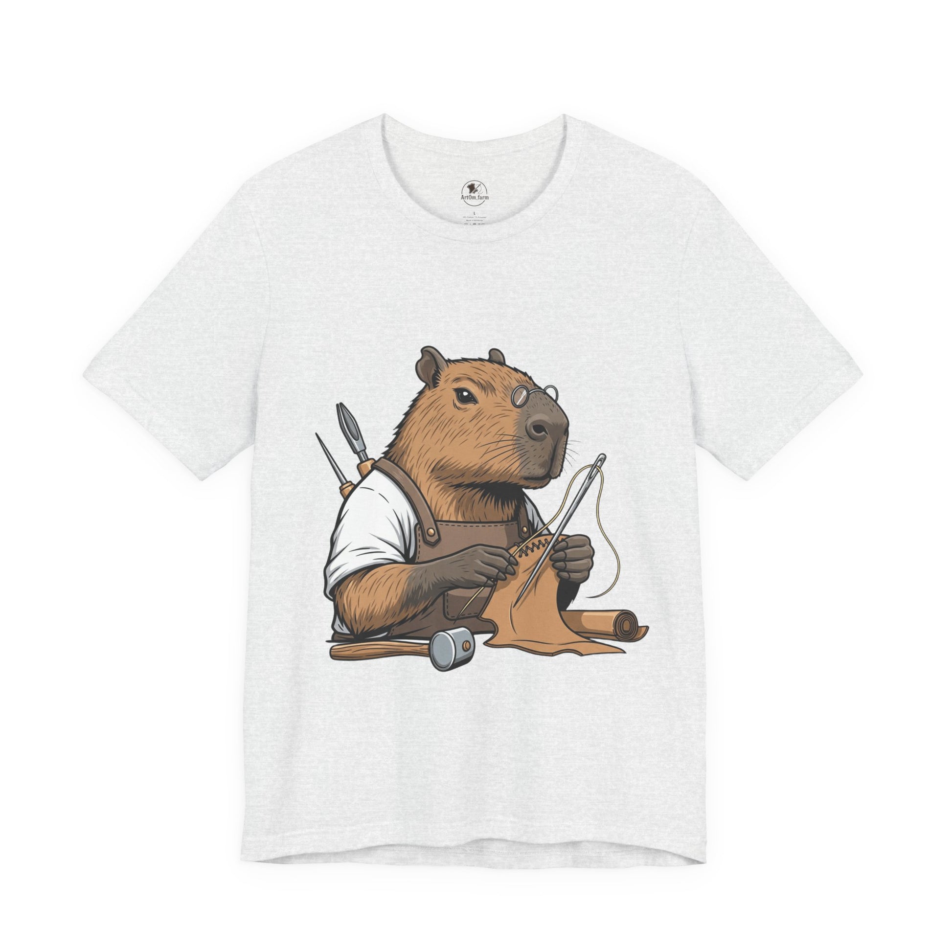 Crafty Beaver T-Shirt - Cute Animal Graphic Tee for Nature Lovers, Eco-Friendly Casual Wear - ArtOm_farm™ LEATHER