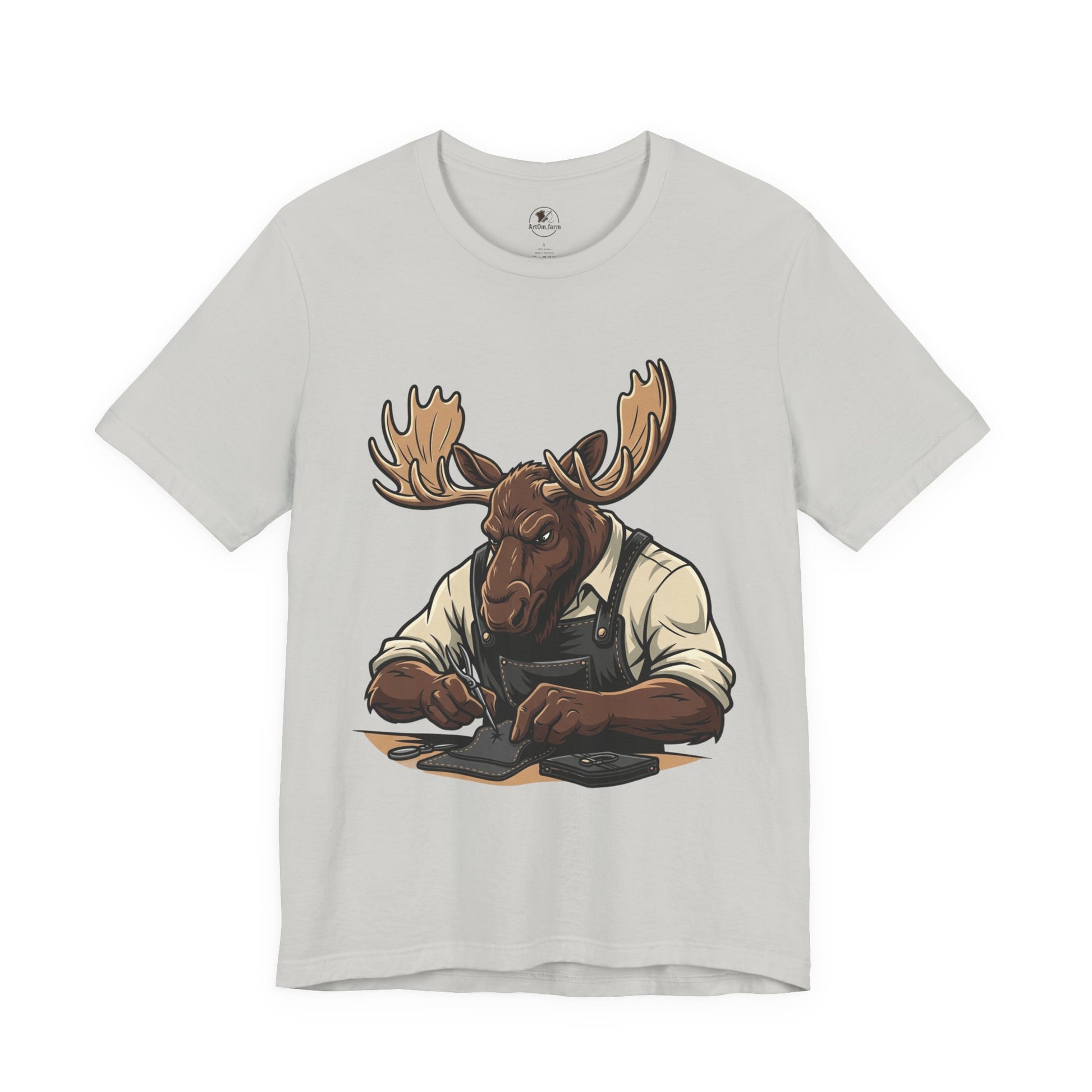 Moose Graphic Tee - Funny Animal Shirt for Nature Lovers, Unique Casual Outfit in Woodland Style - ArtOm_farm™ LEATHER 