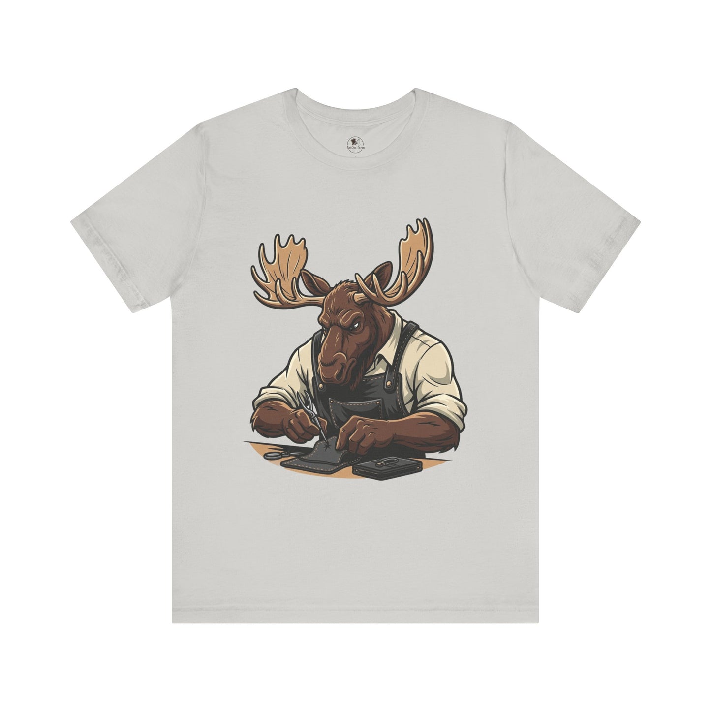 Moose Graphic Tee - Funny Animal Shirt for Nature Lovers, Unique Casual Outfit in Woodland Style - ArtOm_farm™ LEATHER