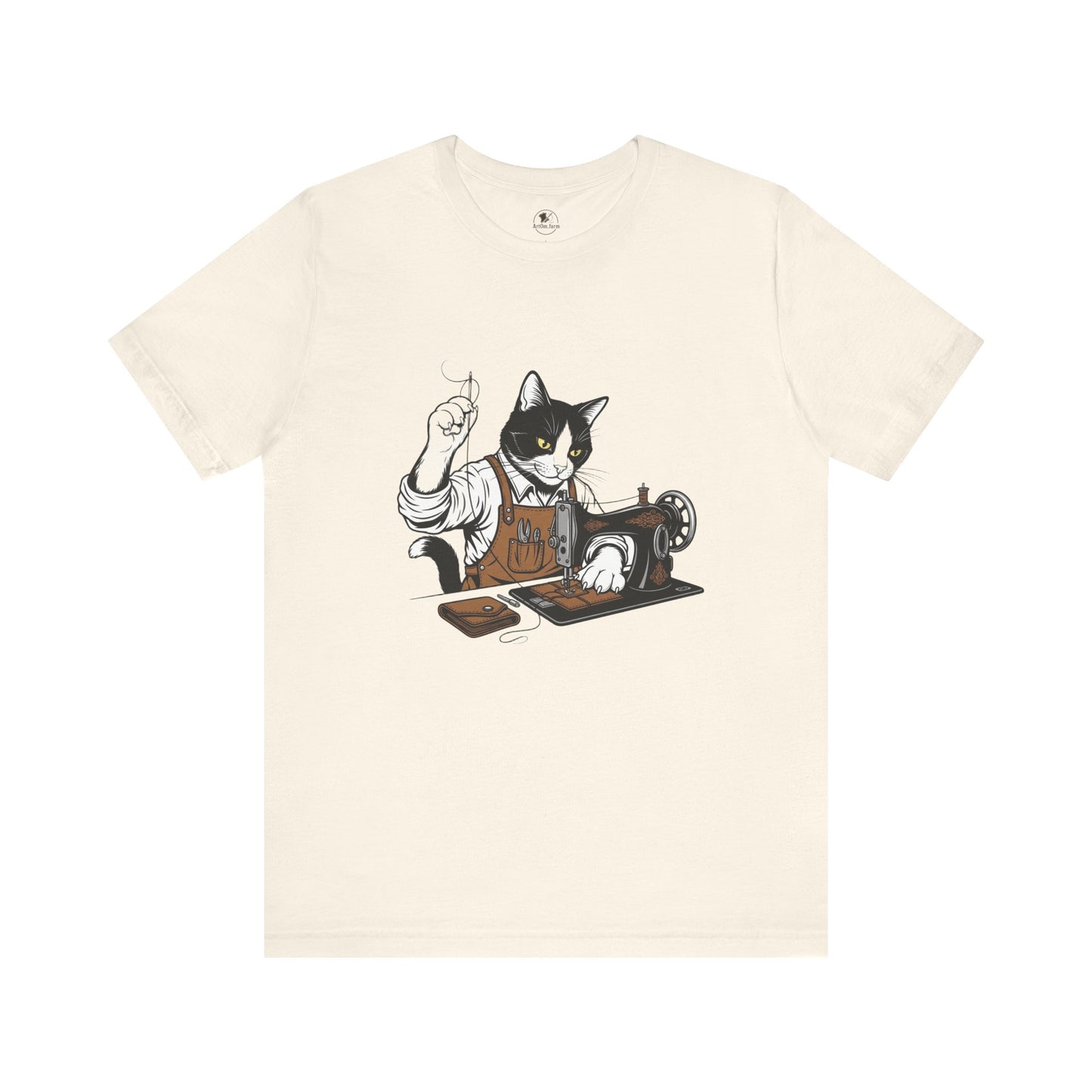 Crafty Cat Sewing Tee - Cute Cat Shirt for Crafters & Sewists, Perfect Gift for Cat Lovers - ArtOm_farm™ LEATHER