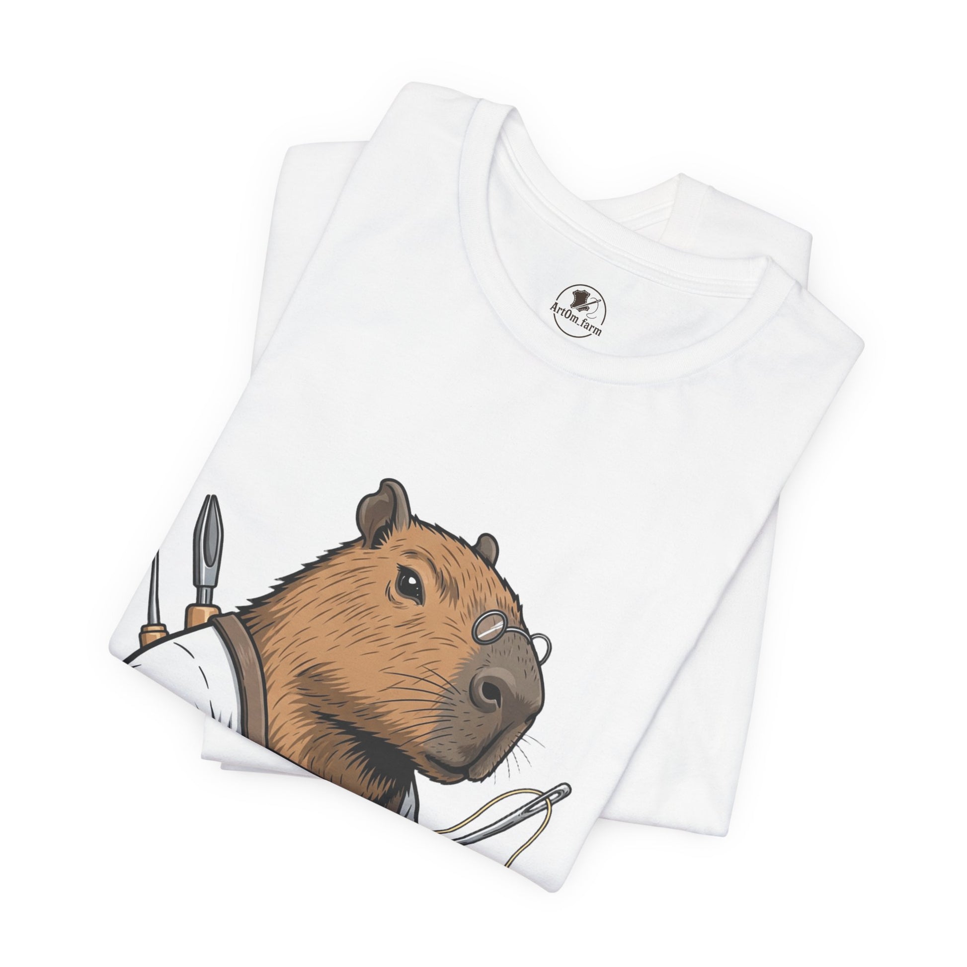 Crafty Beaver T-Shirt - Cute Animal Graphic Tee for Nature Lovers, Eco-Friendly Casual Wear - ArtOm_farm™ LEATHER