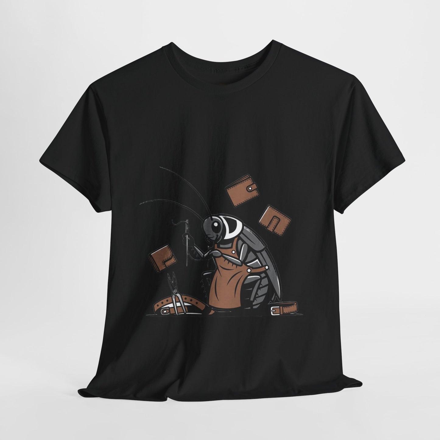 Cockroach Baker Unisex Heavy Cotton Tee - Funny Graphic Tee for Animal Lovers and Home Cooks, Unique Gift Idea - ArtOm_farm™ LEATHER