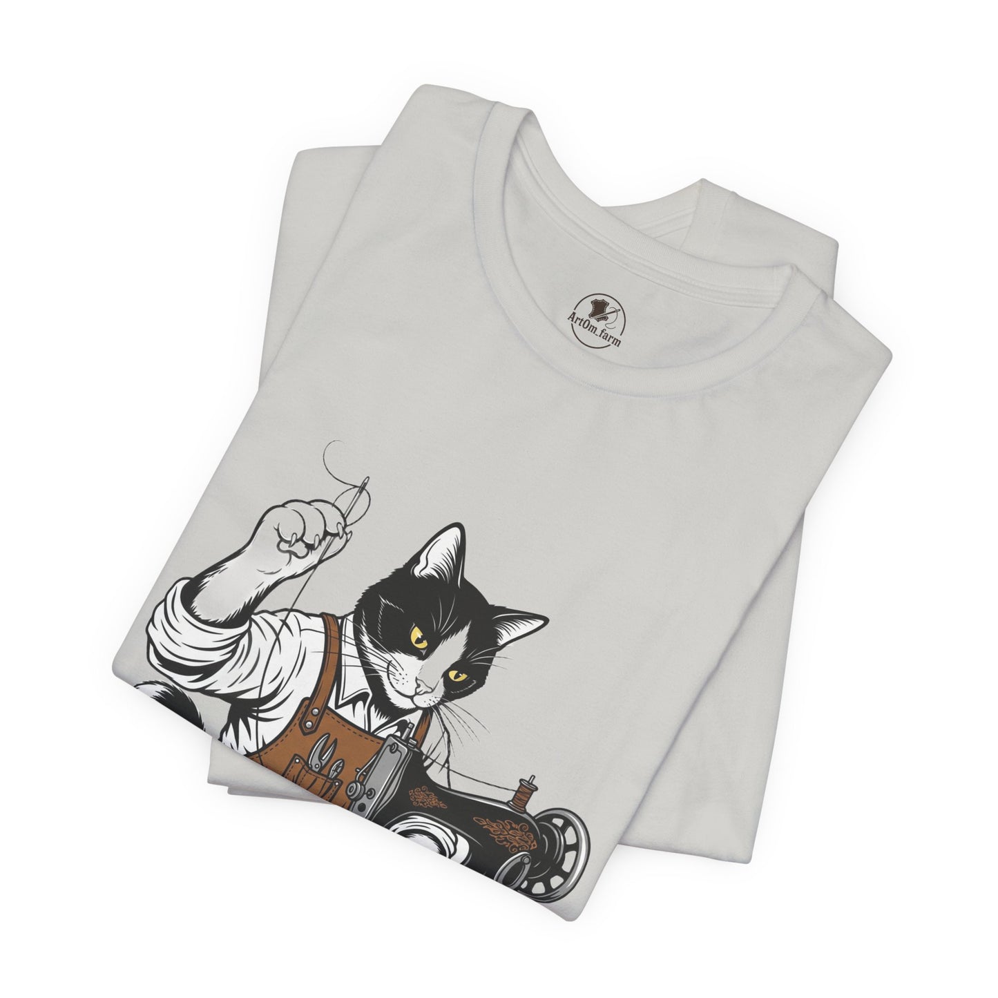 Crafty Cat Sewing Tee - Cute Cat Shirt for Crafters & Sewists, Perfect Gift for Cat Lovers - ArtOm_farm™ LEATHER 