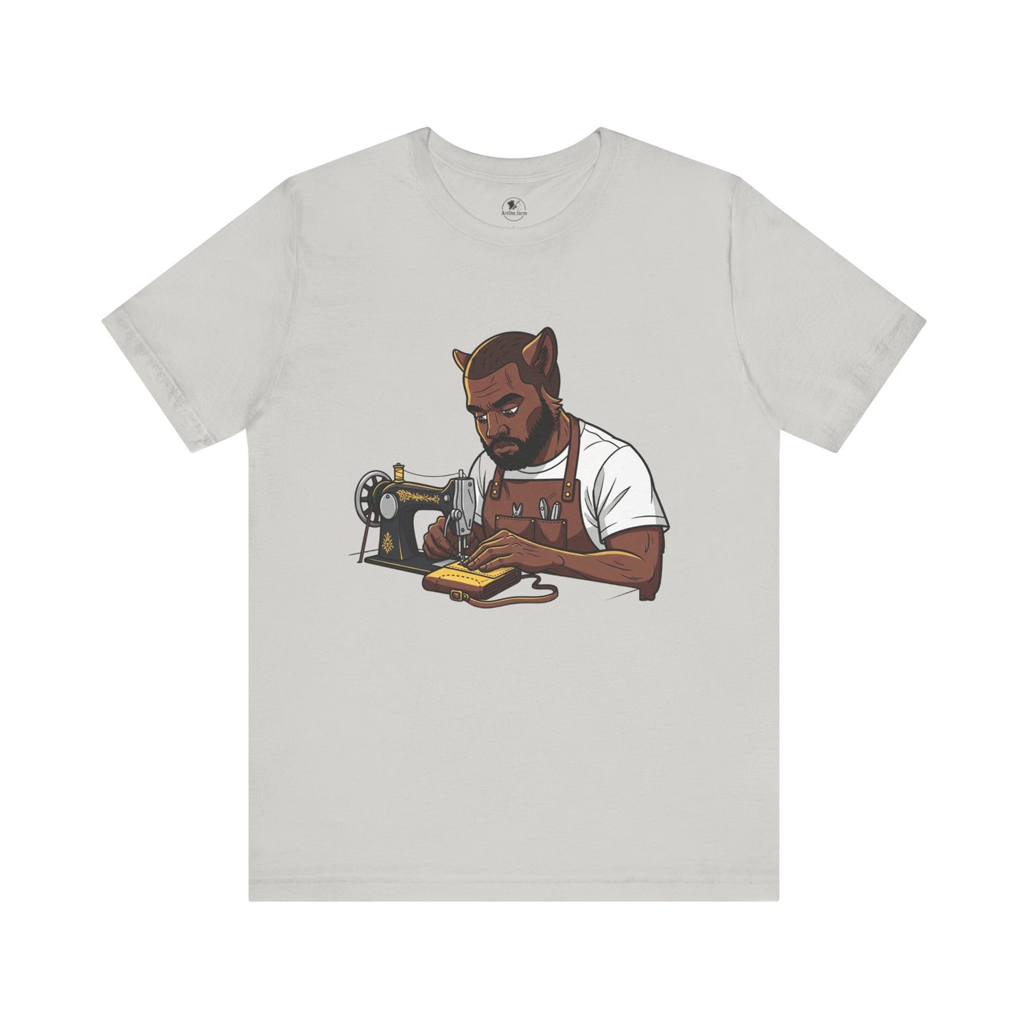 Crafty Cat Sewing T-Shirt, Funny Handmade Apparel for Cat Lovers and Creatives - ArtOm_farm™ LEATHER