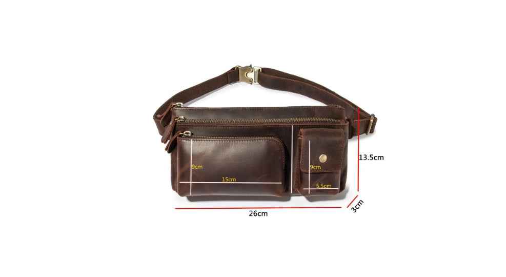 Men's Leather Chest Bag - Retro Crazy Horse Leather Style