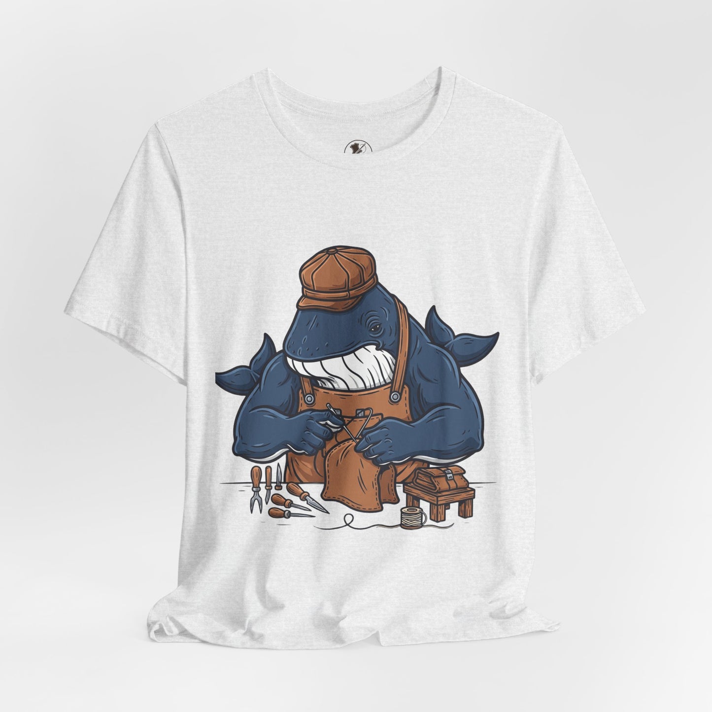 Crafty Shark Tee - Fun Unisex Casual Shirt for Ocean Lovers, Unique Gift Idea and Art Inspired Apparel - ArtOm_farm™ LEATHER