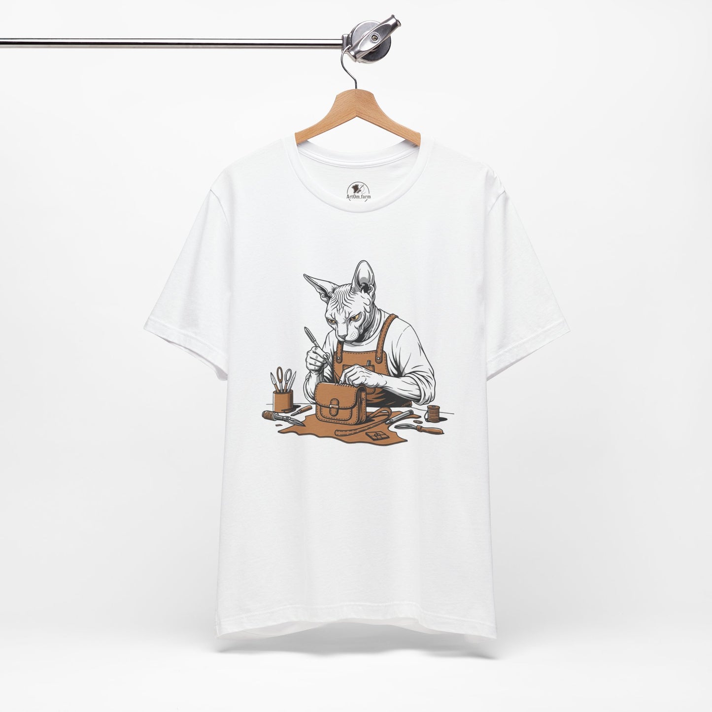 Creative Cat Shirt Unisex Tee, Cute Animal Shirt, Funny Gift for Pet Lovers, Perfect for Art Enthusiasts, Birthday, Casual Wear - ArtOm_farm™ LEATHER