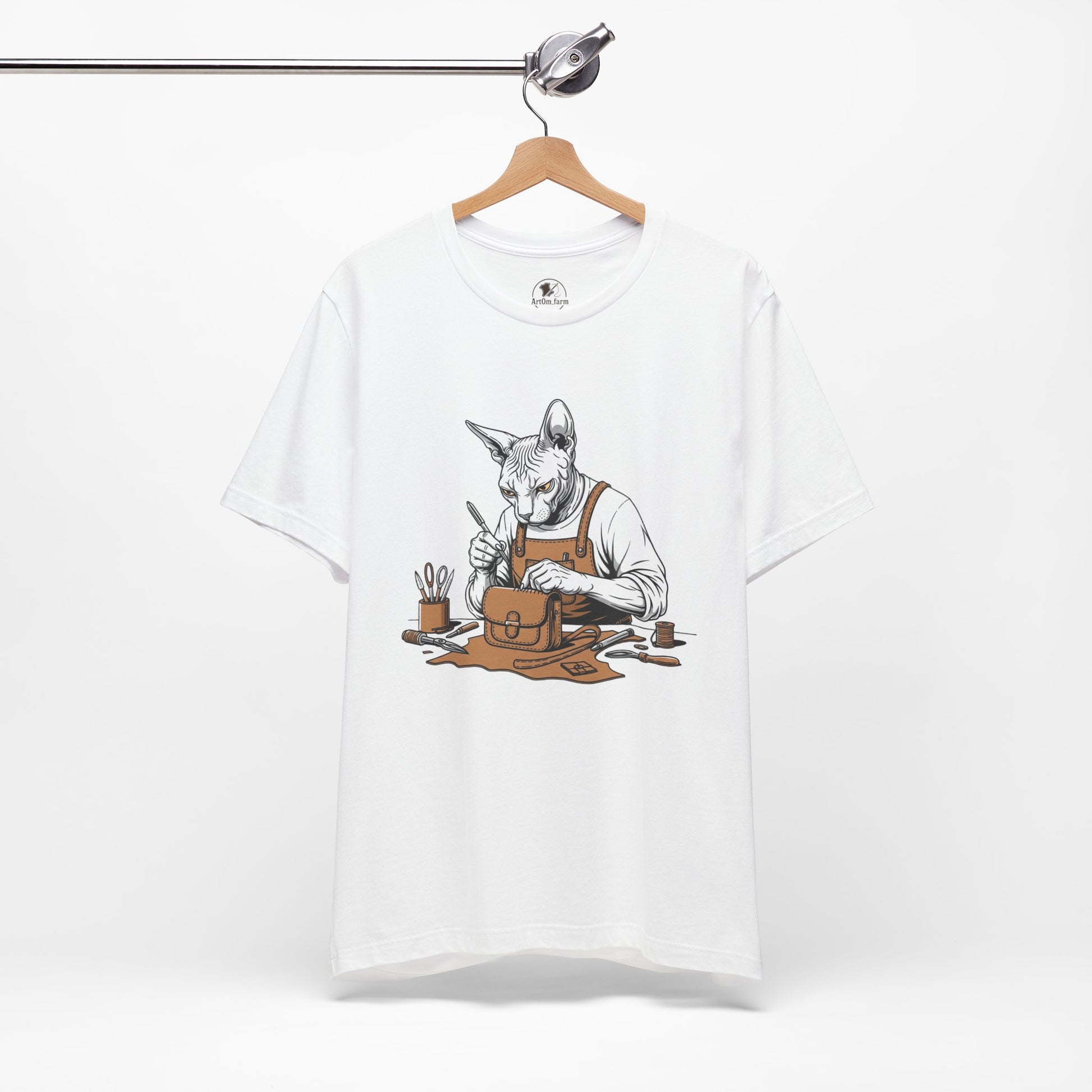 Creative Cat Shirt Unisex Tee, Cute Animal Shirt, Funny Gift for Pet Lovers, Perfect for Art Enthusiasts, Birthday, Casual Wear - ArtOm_farm™ LEATHER