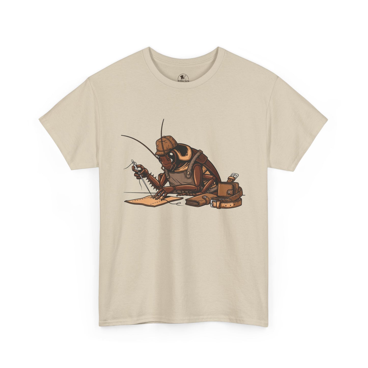Creative Fishing Tee - Eco-Friendly Fishing Shirt with Cartoon Crab Design, Perfect Gift for Fisherman, Unisex Heavy Cotton Tee - ArtOm_farm™ LEATHER 