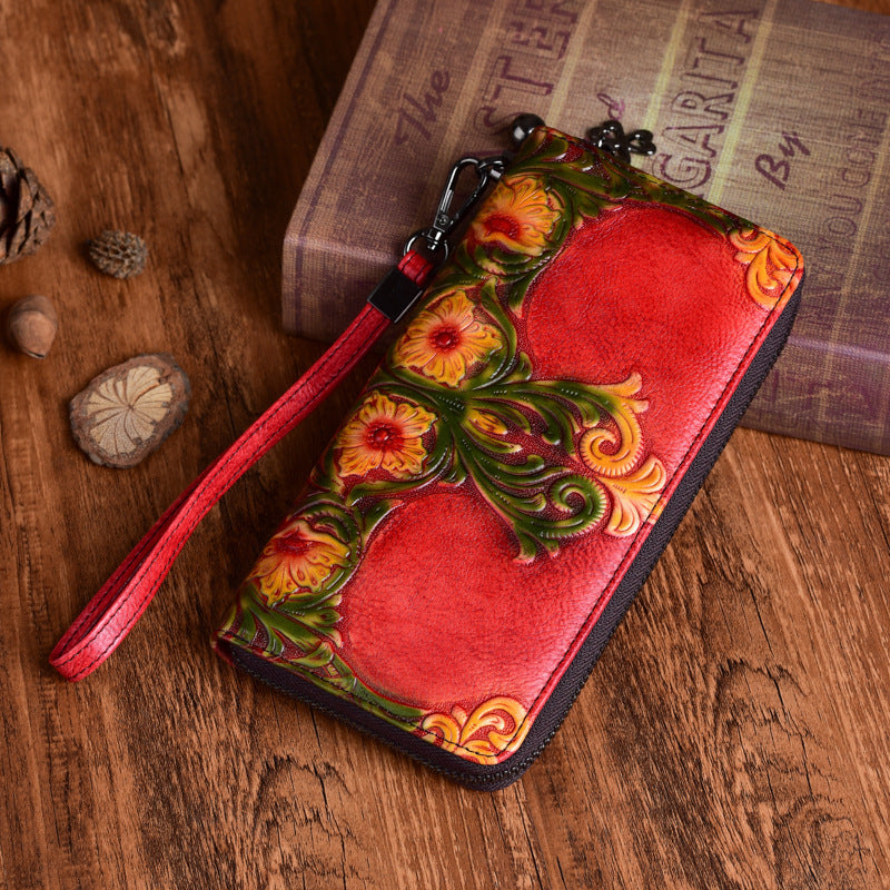 Vintage Embossed Leather Wallet - Classic and Timeless Style - ArtOm_farm™ LEATHER 