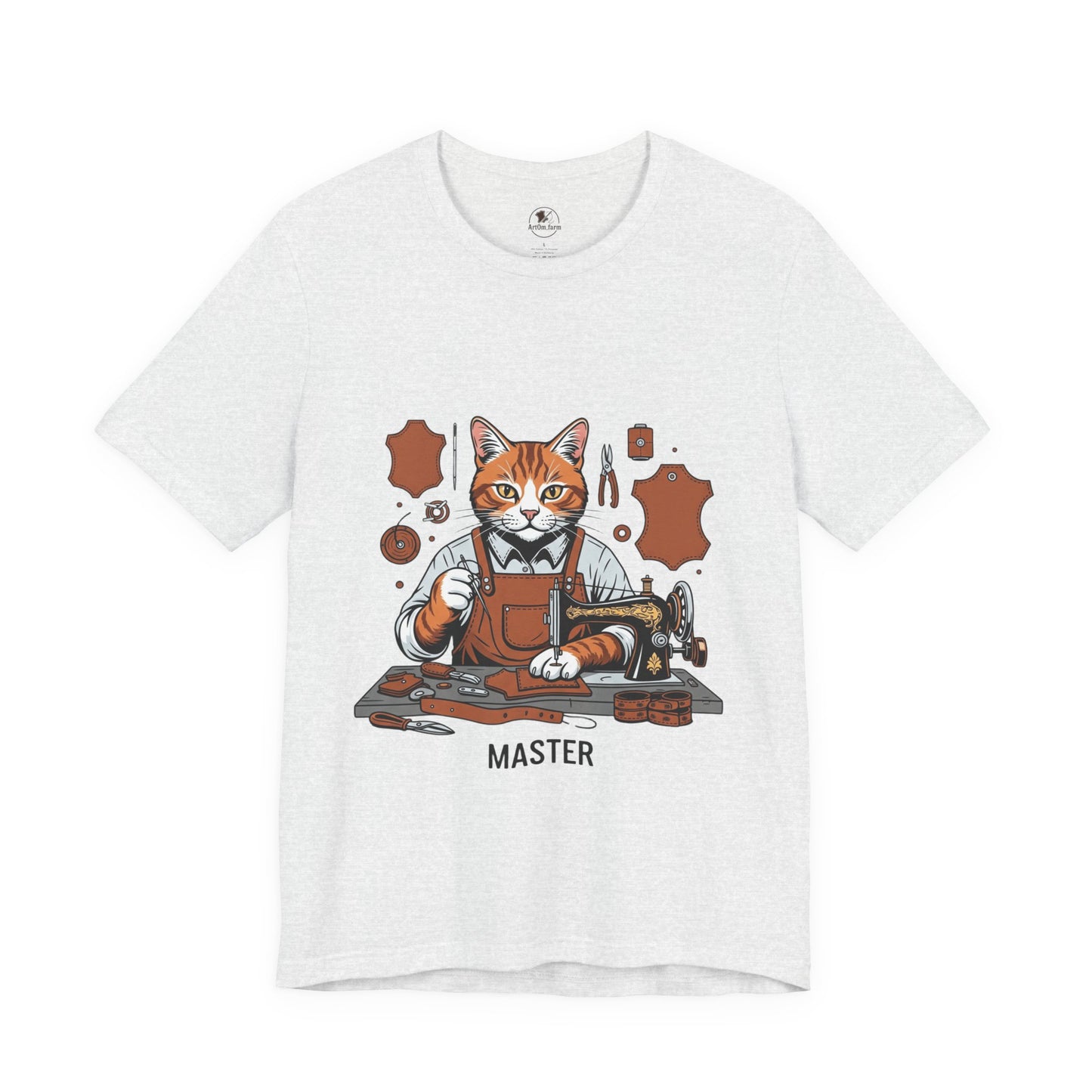 Crafty Cat Master Tee - Funny Cat Shirt for Unisex Pet Lovers, Unique Cat Apparel Gift for Cat Owners - ArtOm_farm™ LEATHER
