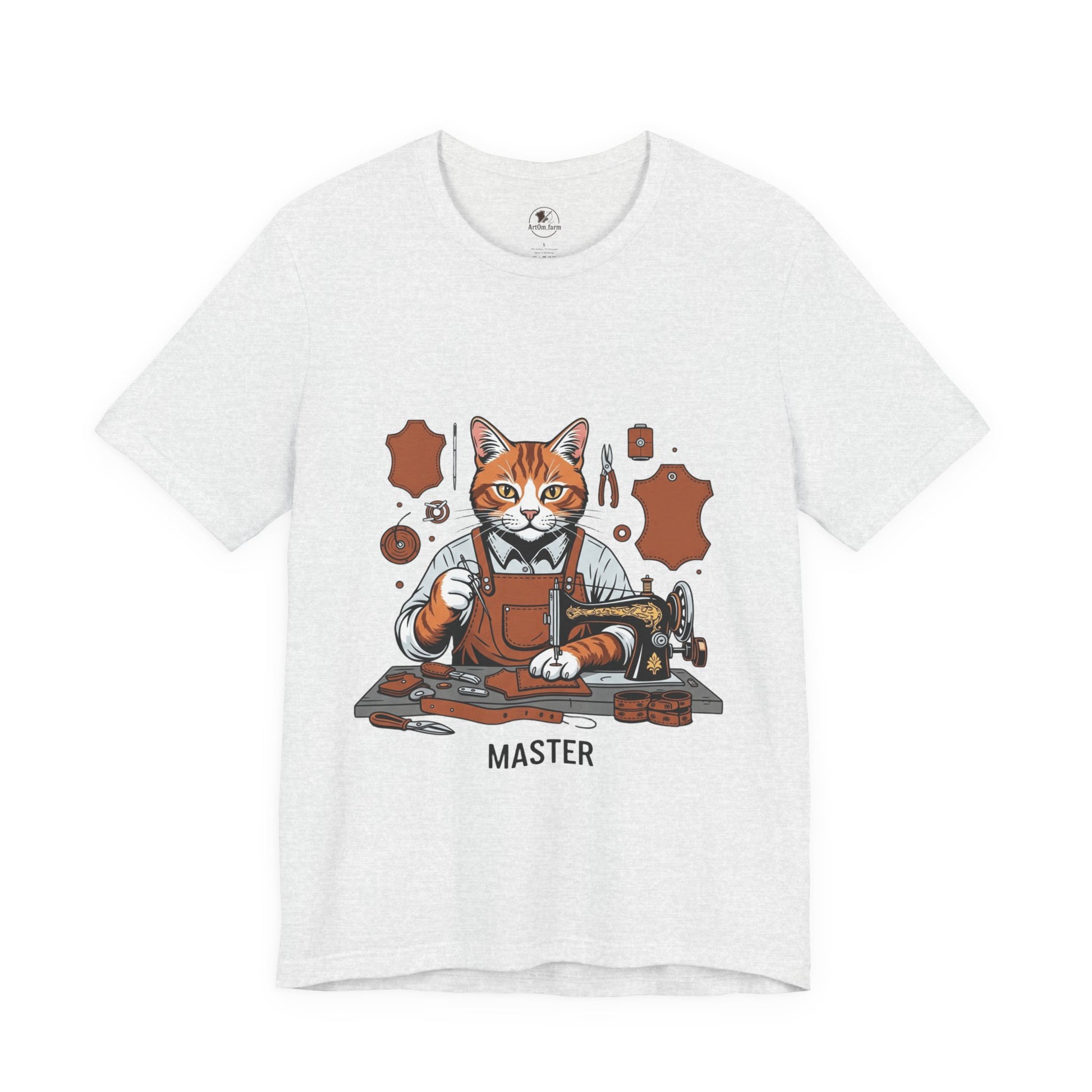 Crafty Cat Master Tee - Funny Cat Shirt for Unisex Pet Lovers, Unique Cat Apparel Gift for Cat Owners - ArtOm_farm™ LEATHER