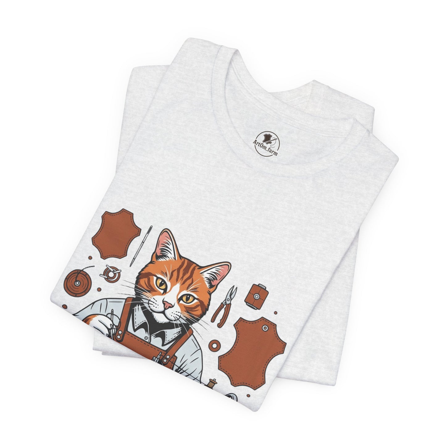 Crafty Cat Master Tee - Funny Cat Shirt for Unisex Pet Lovers, Unique Cat Apparel Gift for Cat Owners - ArtOm_farm™ LEATHER