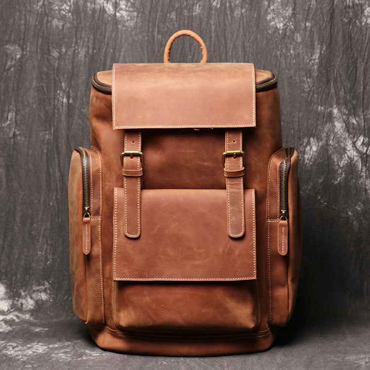 Men's Leather Backpack - Crazy Horse Genuine Leather Design - ArtOm_farm™ LEATHER