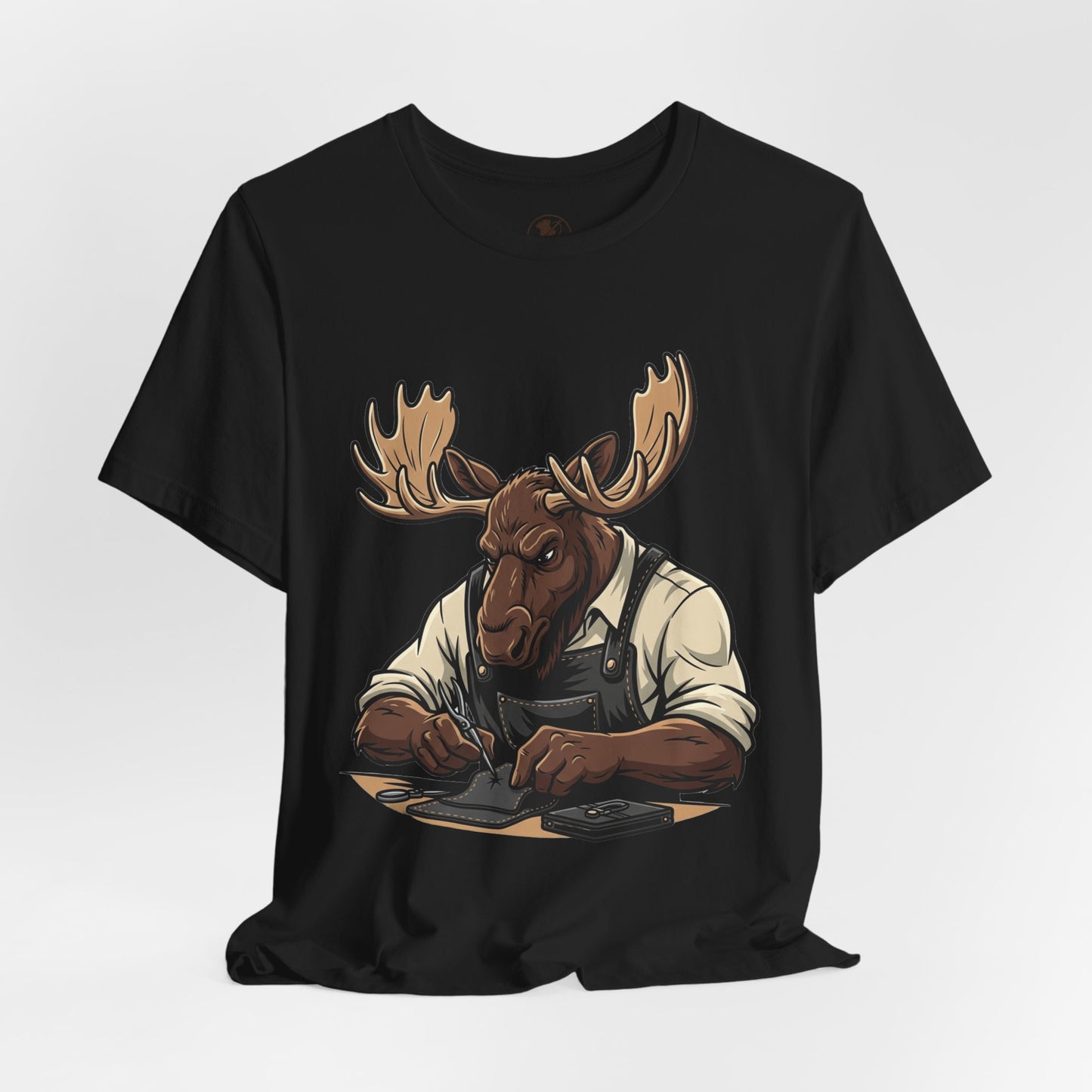 Moose Graphic Tee - Funny Animal Shirt for Nature Lovers, Unique Casual Outfit in Woodland Style - ArtOm_farm™ LEATHER 