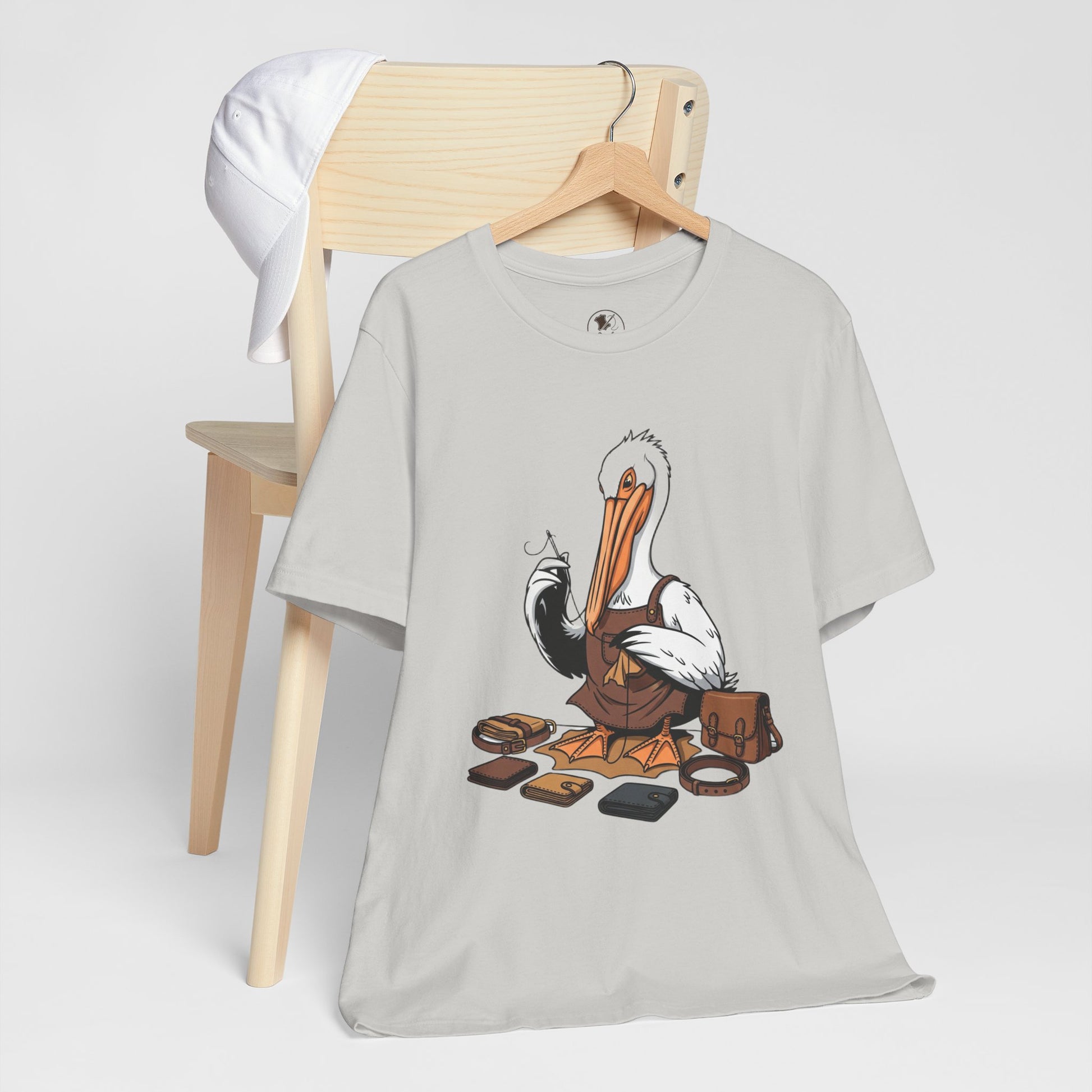 Whimsical Pelican Tee - Fun Beach T-Shirt for Casual Summer Style and Nature Lovers - ArtOm_farm™ LEATHER