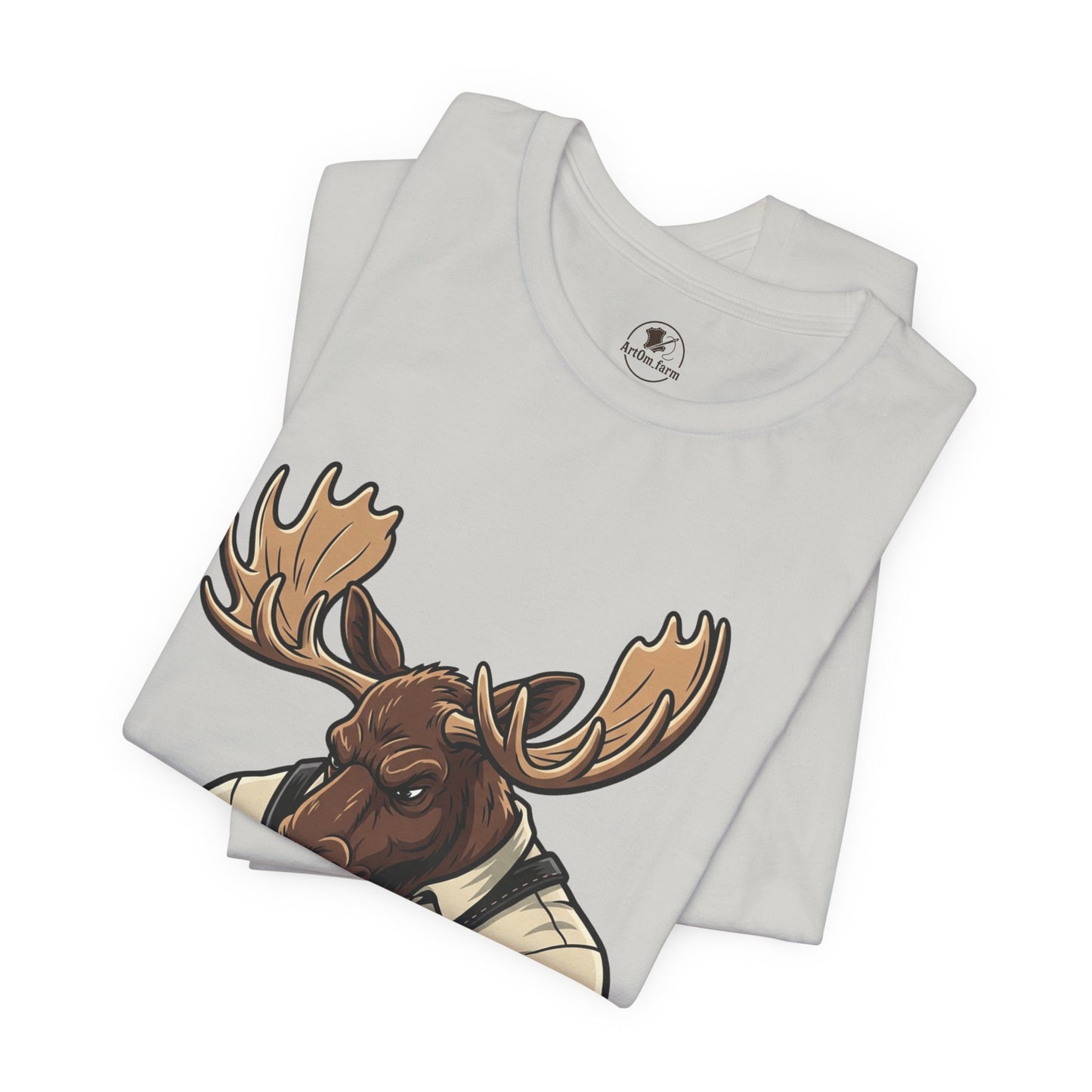 Moose Graphic Tee - Funny Animal Shirt for Nature Lovers, Unique Casual Outfit in Woodland Style - ArtOm_farm™ LEATHER 