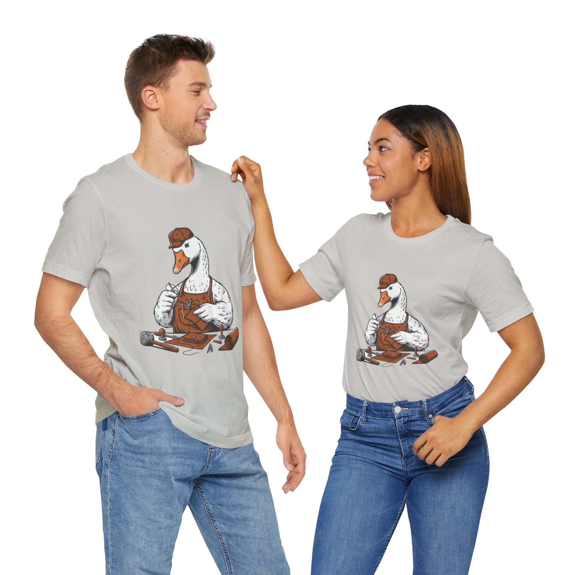 Creative Duck Artisan Tee - Unisex Graphic T-Shirt, Unique Gift for Crafters, Fun Animal Shirt, Artisan Duck Tee - ArtOm_farm™ LEATHER 