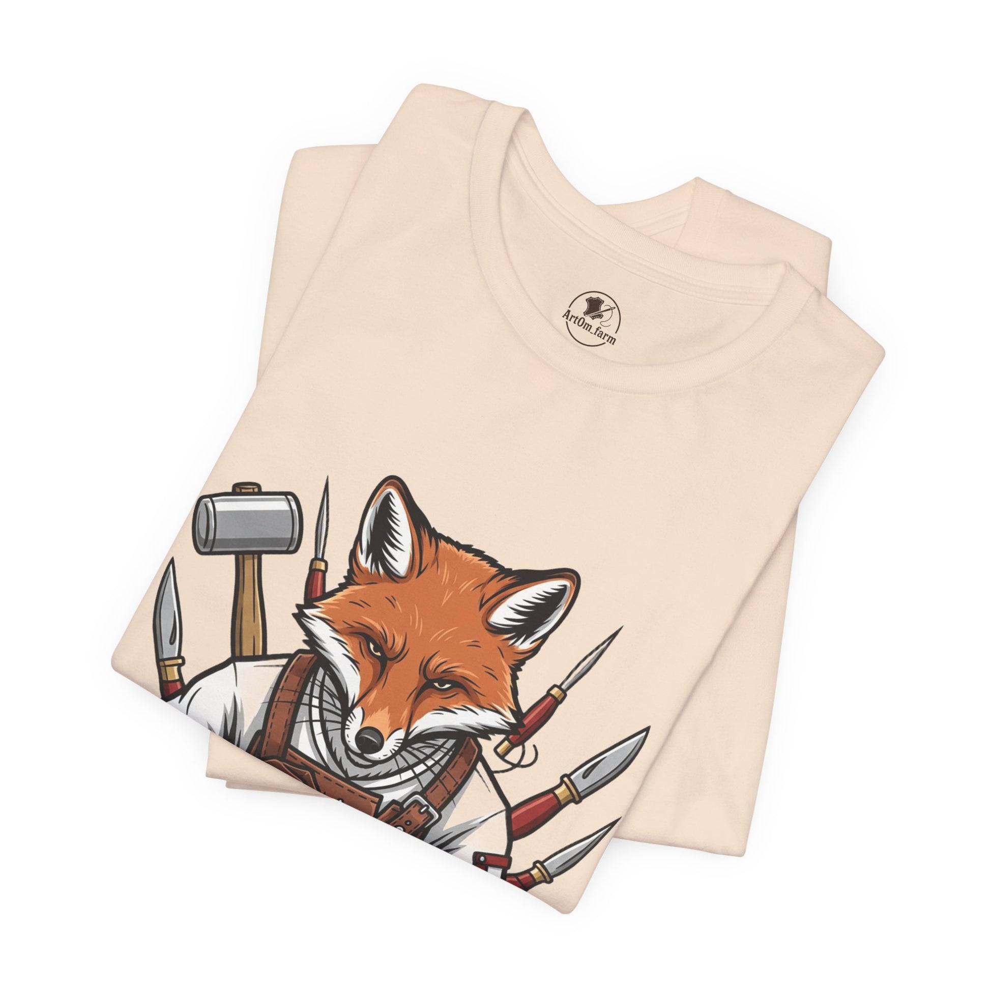 Crafty Fox T-Shirt - Funny Artisan Tee for Crafters, Perfect Gift for Art Lovers, Unique Handmade Vibes - ArtOm_farm™ LEATHER 