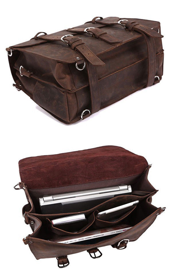 Retro Leather Traveling Bag for Men - Crazy Horse Leather Travel Bag - ArtOm_farm™ LEATHER