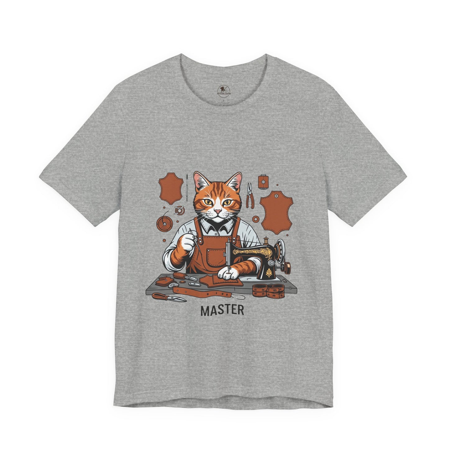 Crafty Cat Master Tee - Funny Cat Shirt for Unisex Pet Lovers, Unique Cat Apparel Gift for Cat Owners - ArtOm_farm™ LEATHER 