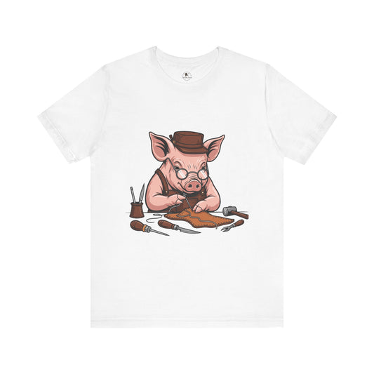 Pig Carver Tee - Funny Pig Shirt for Animal Lovers, Unique Crafting Humor Apparel, Perfect Farm Style Gift - ArtOm_farm™ LEATHER